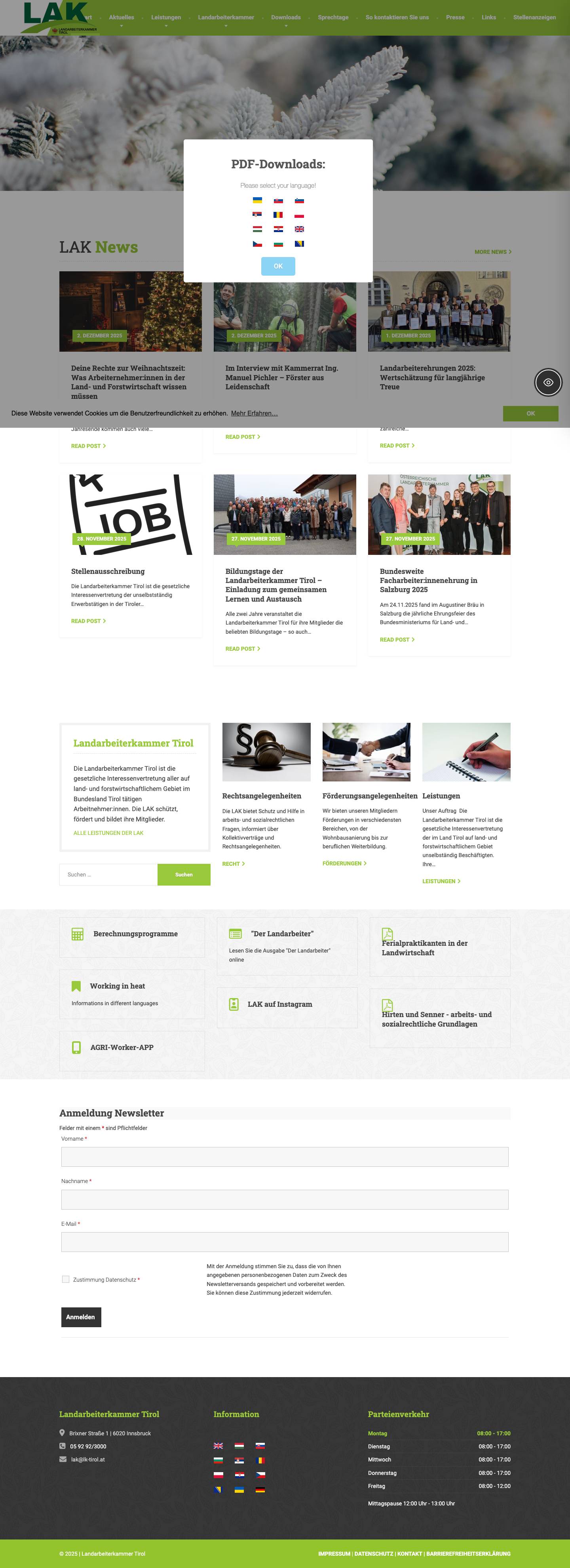 Start - Landarbeiterkammer Tirol - Full Screenshot