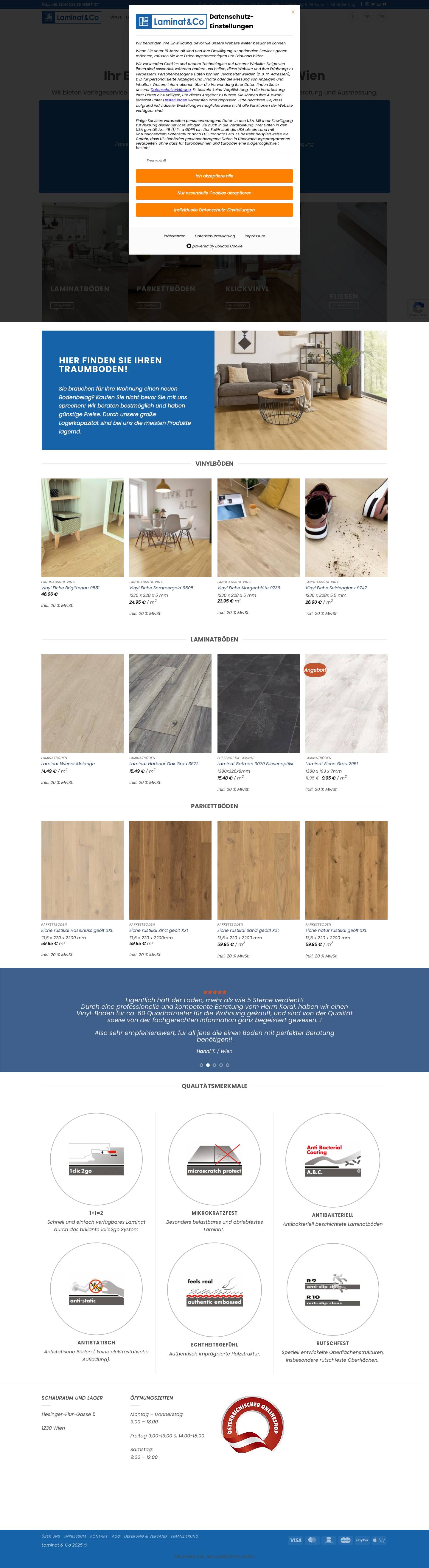 Laminat & Co - Wien - Laminat, Viynl, Parkett & Zubehör - Full Screenshot