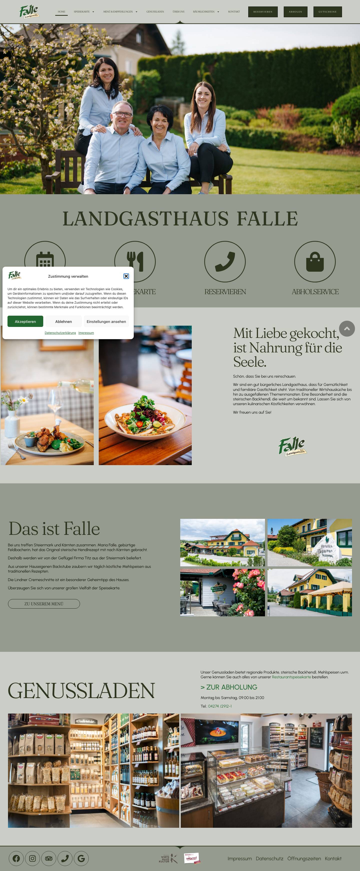 Landgasthaus Falle - Full Screenshot