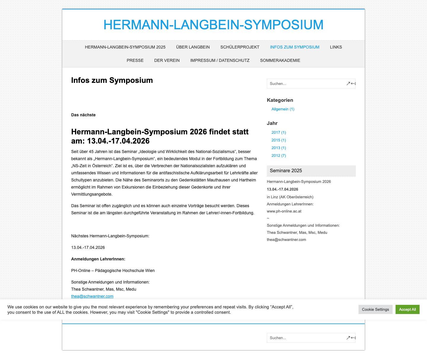 HERMANN-LANGBEIN-SYMPOSIUM – „Ideologie und Wirklichkeit des National-Sozialismus“ - Full Screenshot