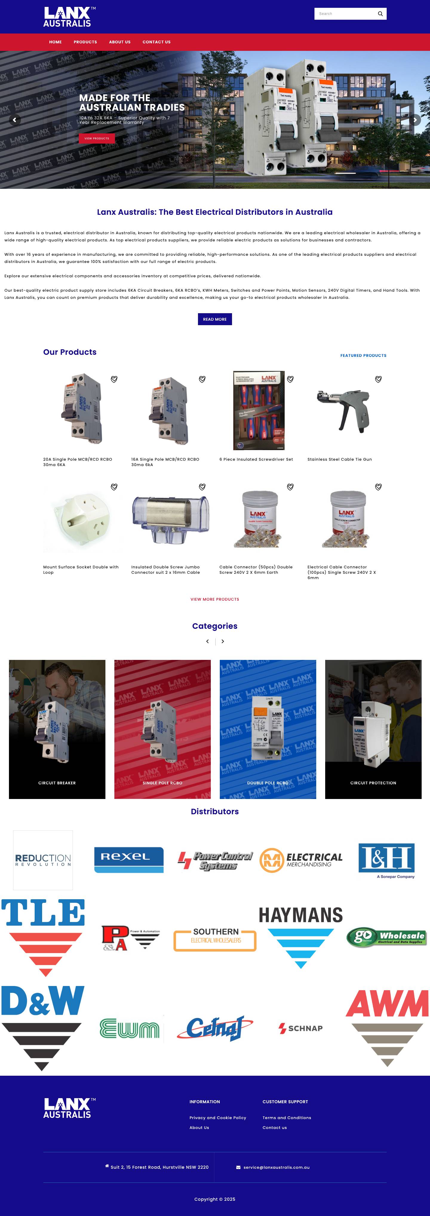 Electrical Distributors in Australia | Lanx Australis - Full Screenshot