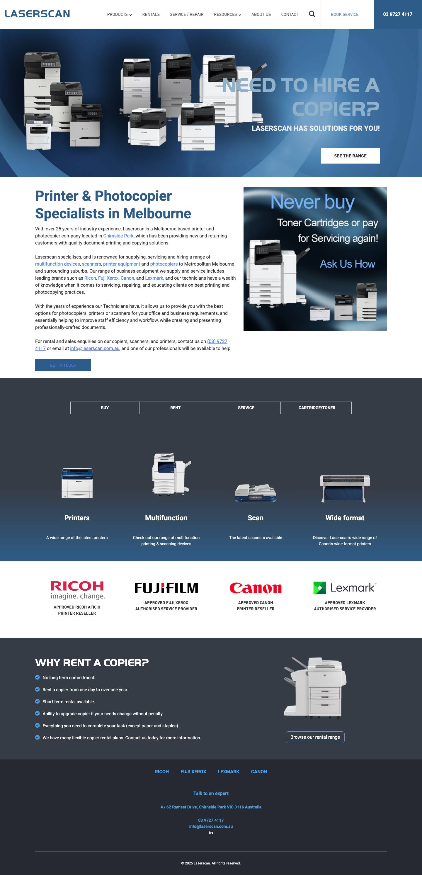 Printer & Photocopier Specialists in Melbourne | Laserscan - Full Screenshot