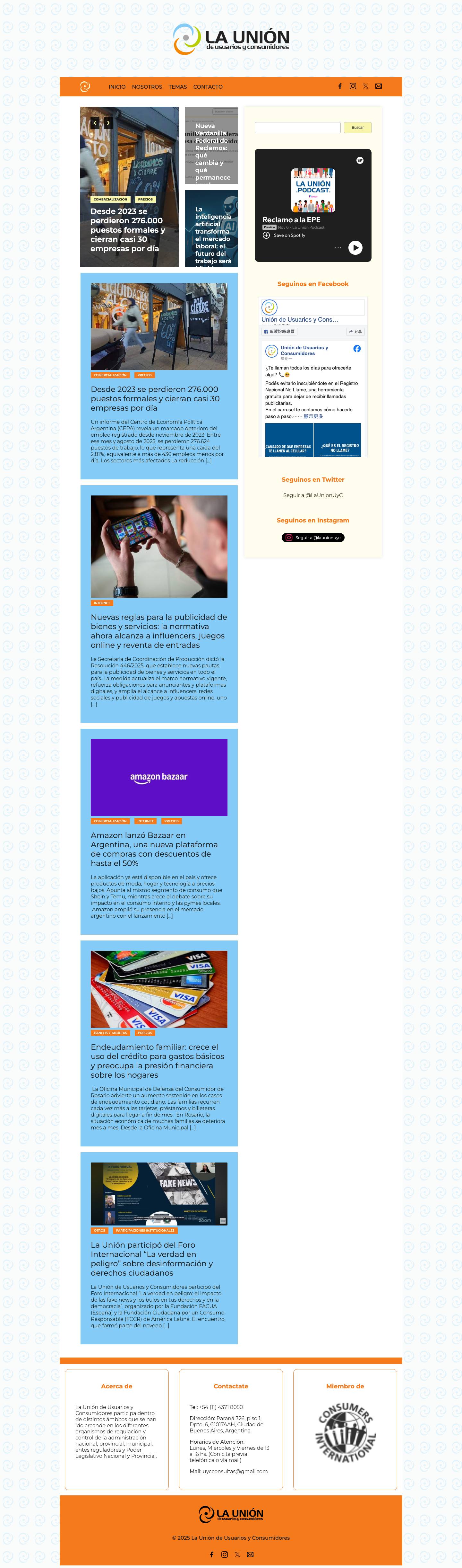 La Unión de Usuarios y ConsumidoresLa unión de usuarios y consumidores – La unión de usuarios y consumidores es una asociación civil, sin fines de lucro que tiene el único y exclusivo propósito de difundir y defender los derechos que les corresponden a los consumidores y usuarios. - Full Screenshot