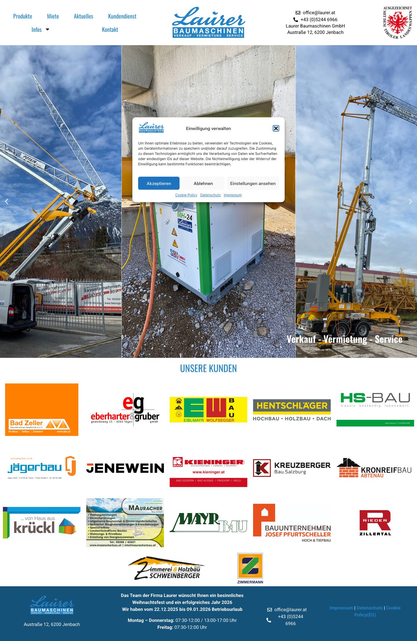 Laurer Baumaschinen GmbH – Vermietung & Verkauf von Baumaschinen - Full Screenshot