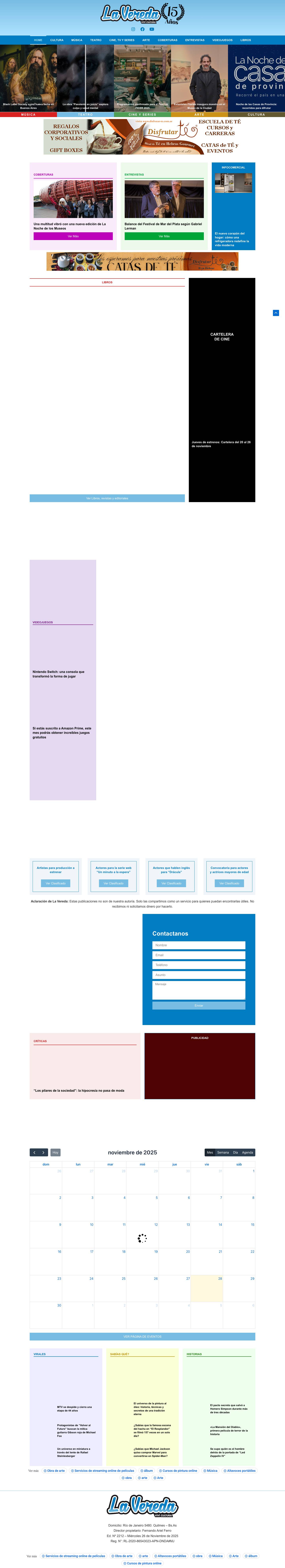 La Vereda - Noticias culturales - Full Screenshot