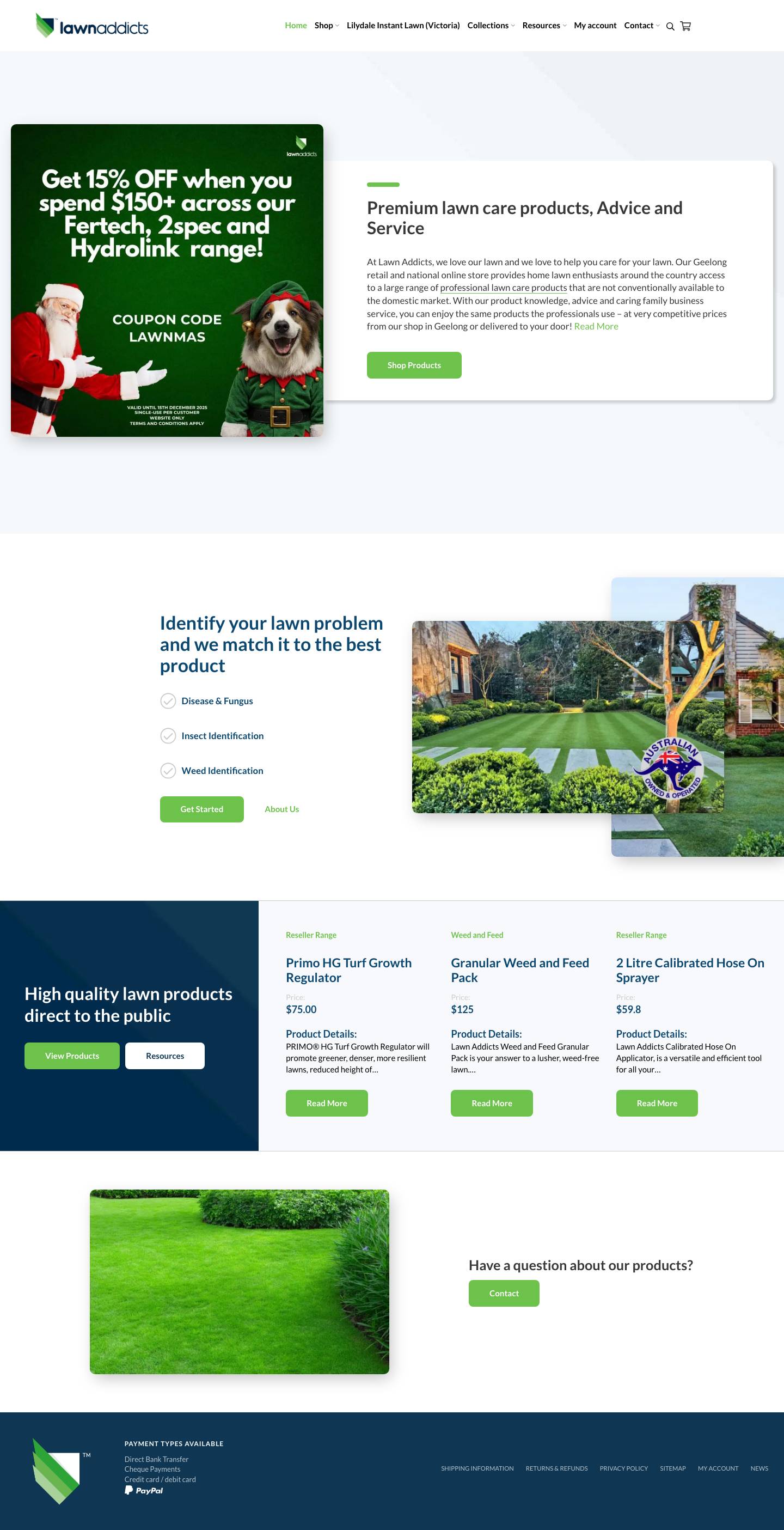 Premium Lawn Care Products & Advice - Lawn Addicts - Full Screenshot