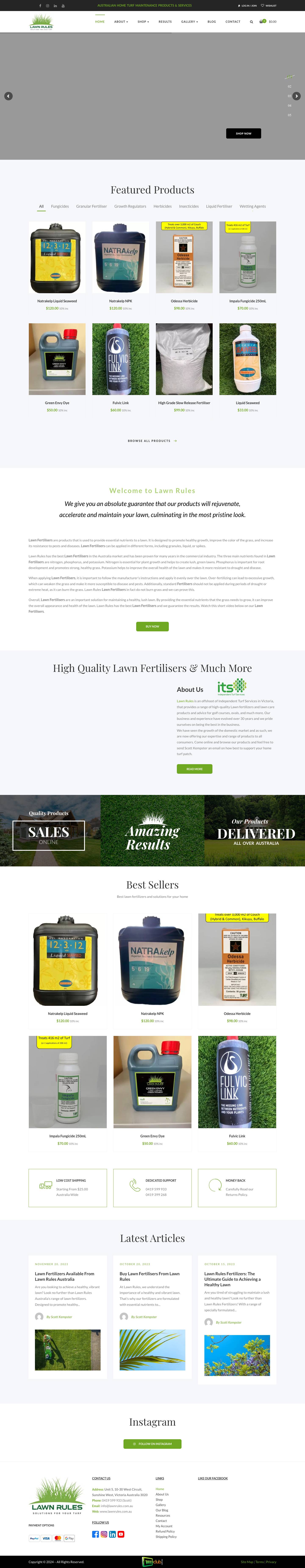 Lawn Fertilisers | Lawn Rules Australia - Full Screenshot