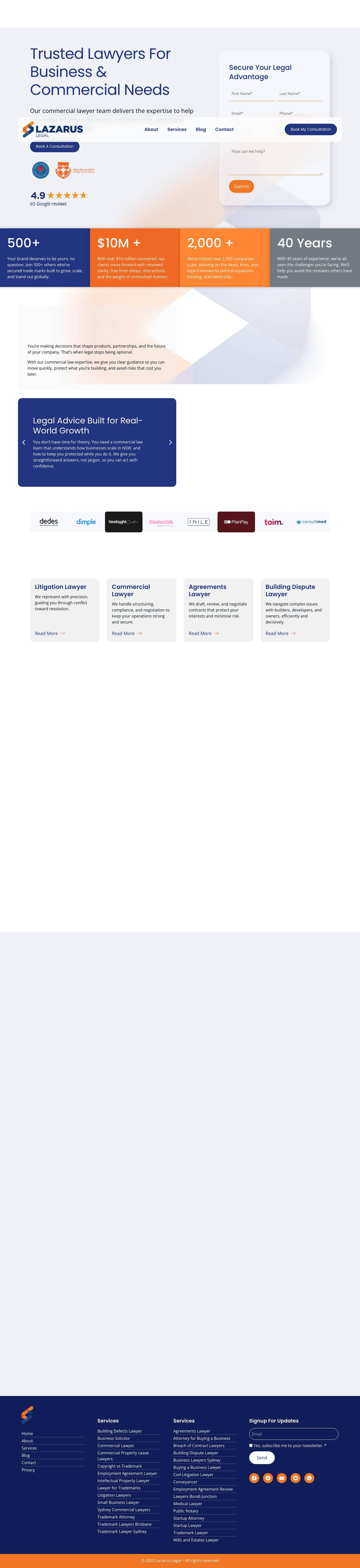 Lazarus Legal | Commercial Lawyer | 40+ Years’ Experience - Full Screenshot