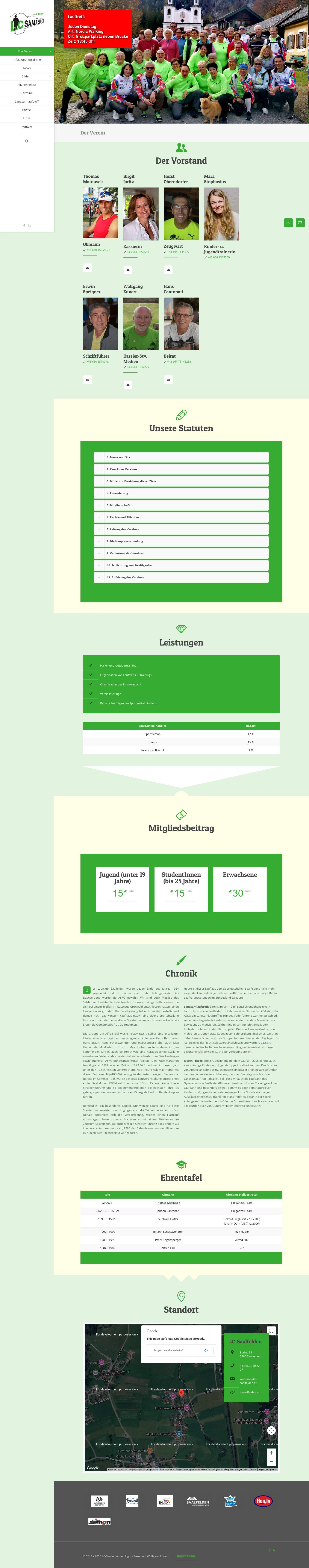 LC-Saalfelden – Die Vereinshomepage des Laufclubs Saalfelden - Full Screenshot