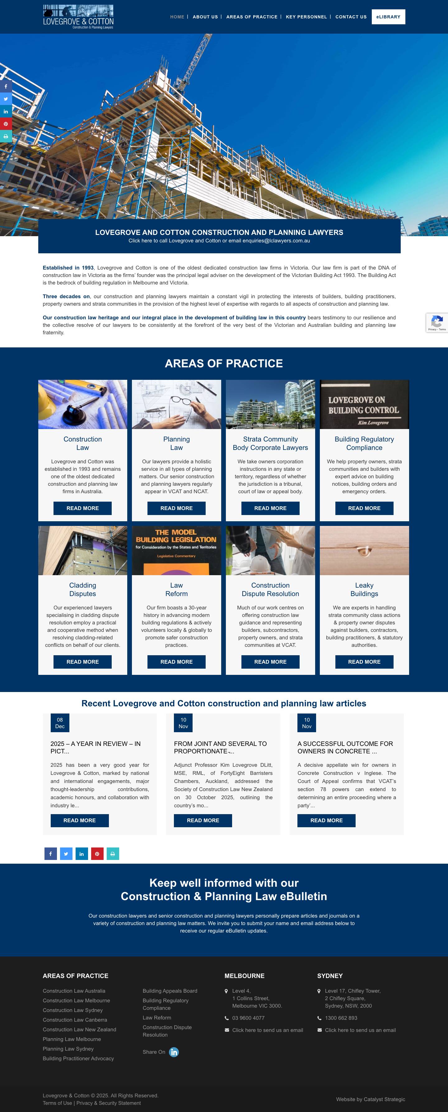Lovegrove & Cotton: Building and Construction Lawyers Melbourne, Sydney - Full Screenshot