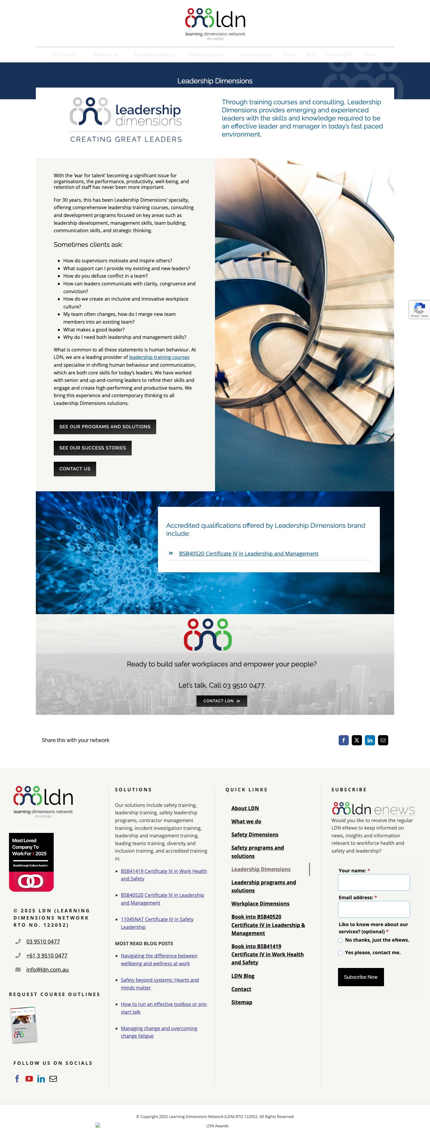 Leadership Dimensions | Leadership Training and Consulting | LDN - Full Screenshot