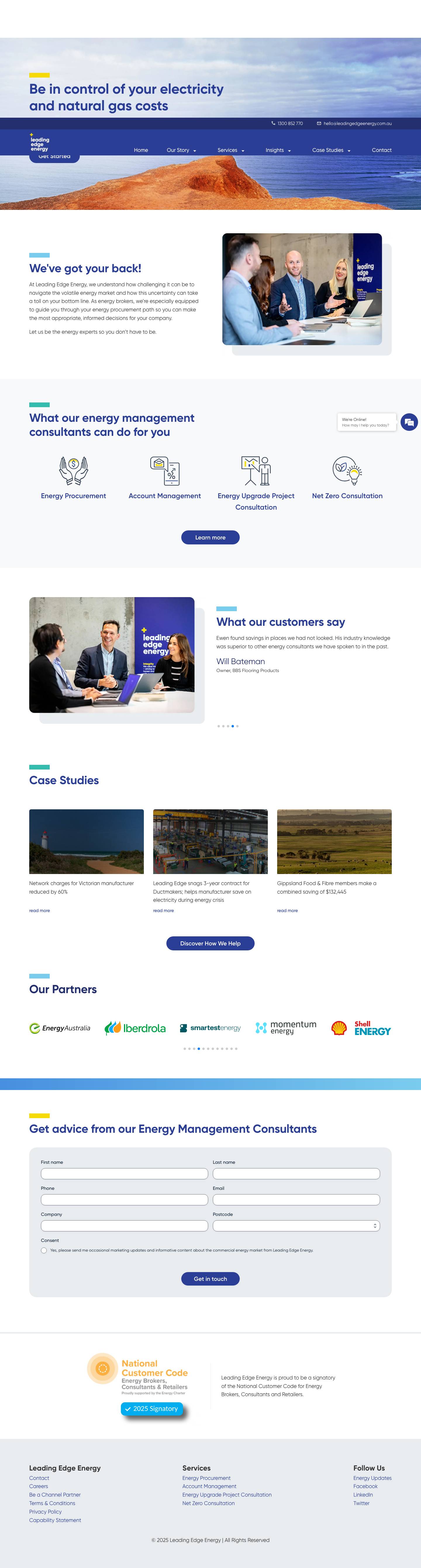 Leading Edge Energy - Commercial Energy Cost Reduction Specialists - Full Screenshot
