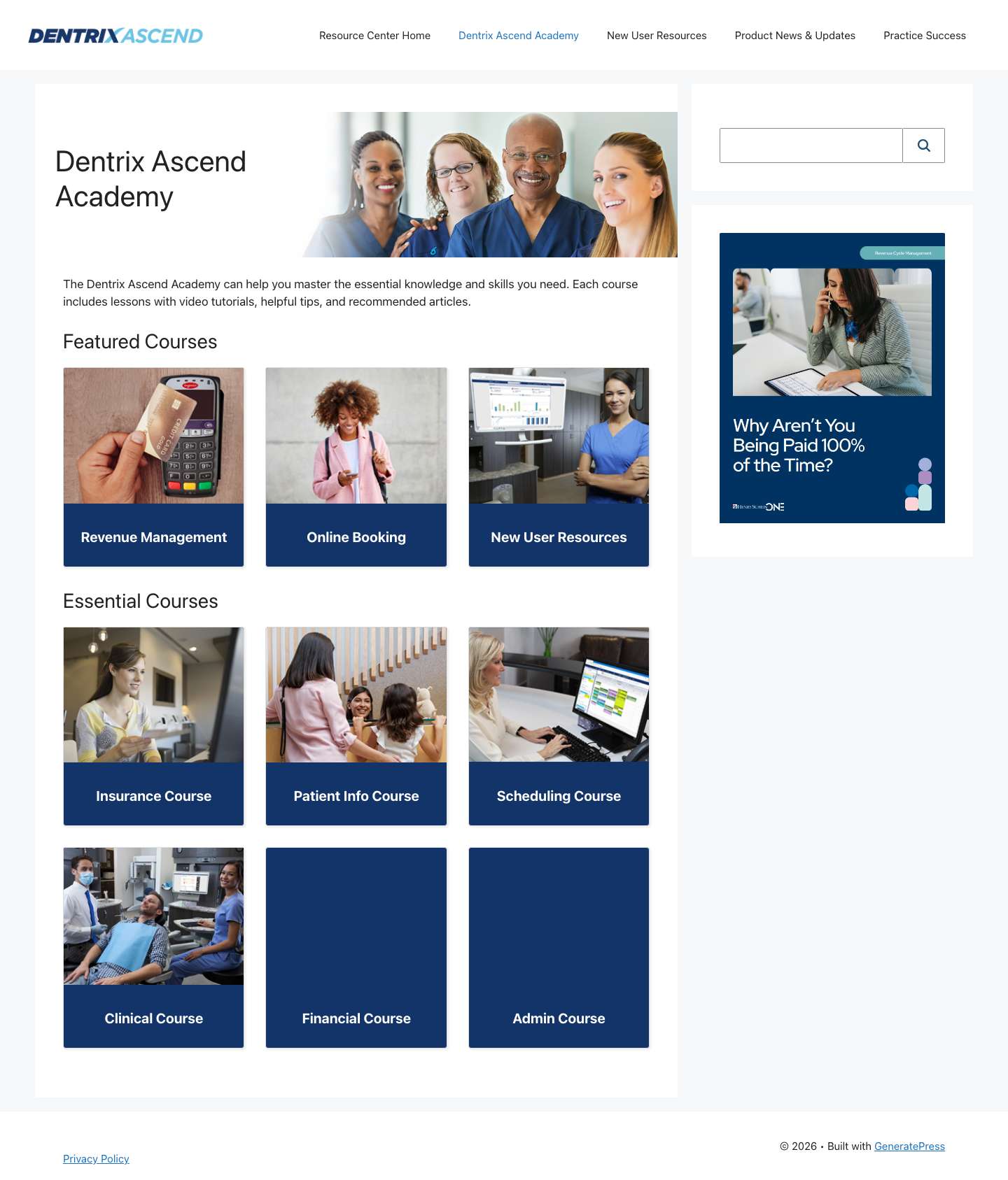 Dentrix Ascend Academy - Full Screenshot