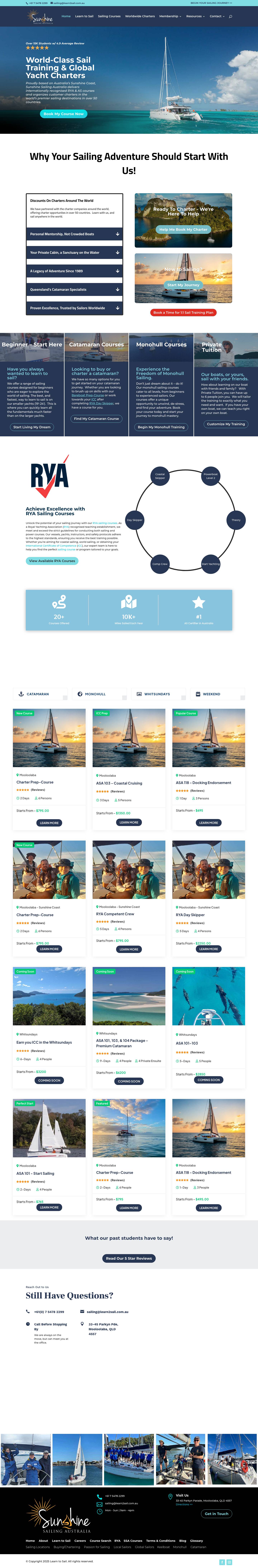 Sunshine Sailing Australia | Premier Sailing School & RYA Training - Full Screenshot