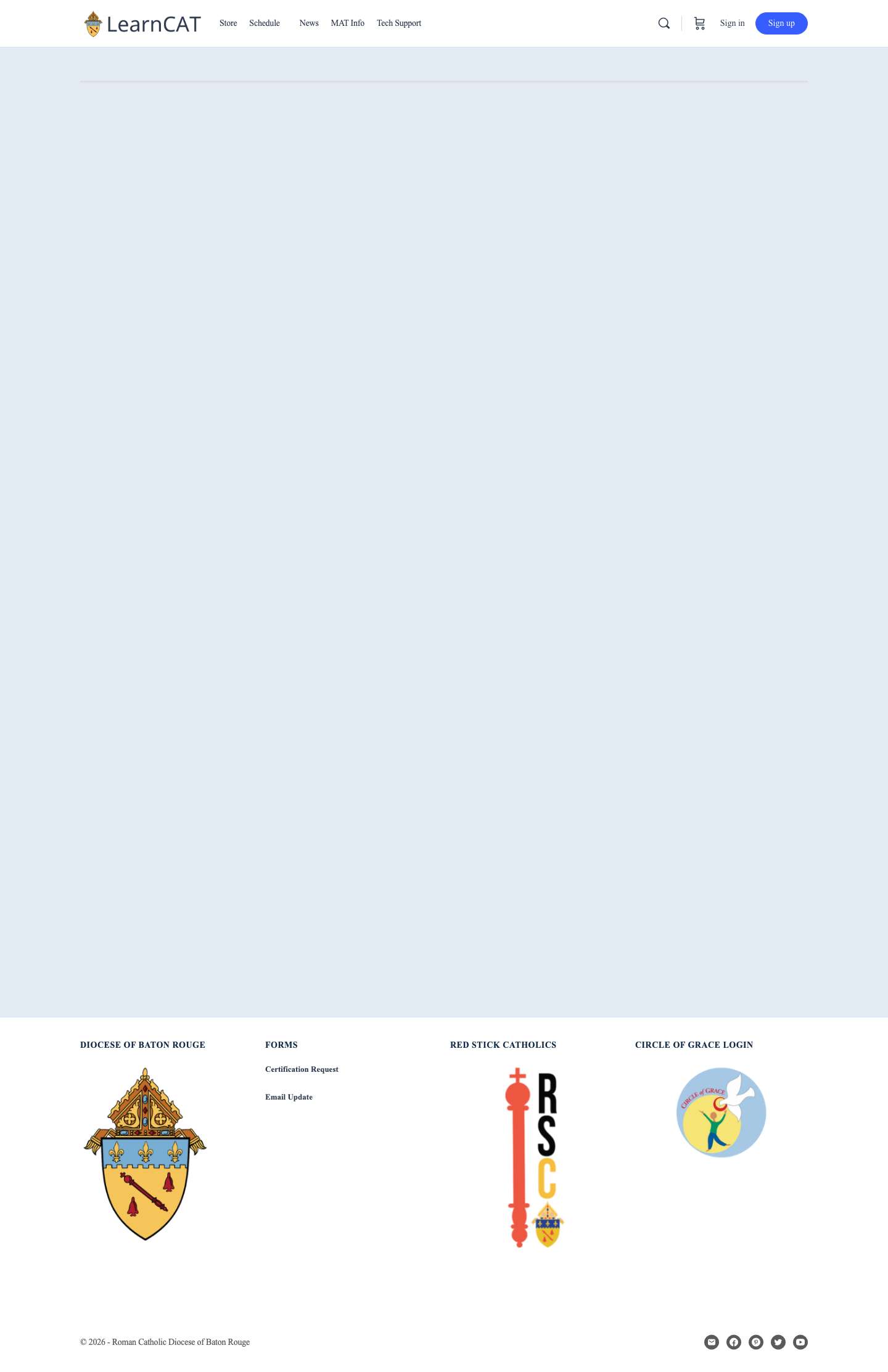 Diocese of Baton Rouge – Office of Evangelization & Catechesis Center for Online Learning - Full Screenshot