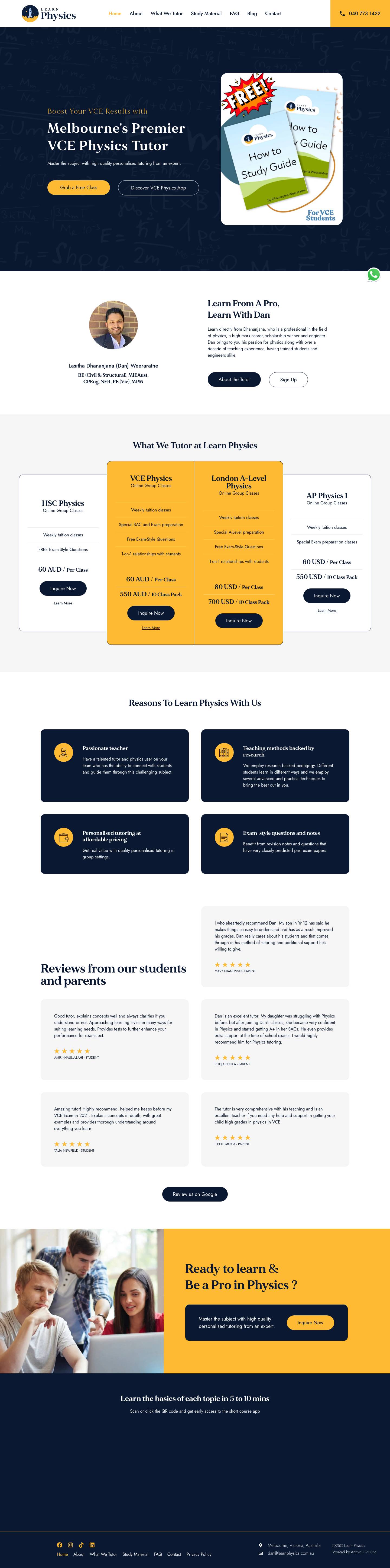 Best Physics Tutor Melbourne | Every Class Taught By One Teacher | Learn Physics - Full Screenshot