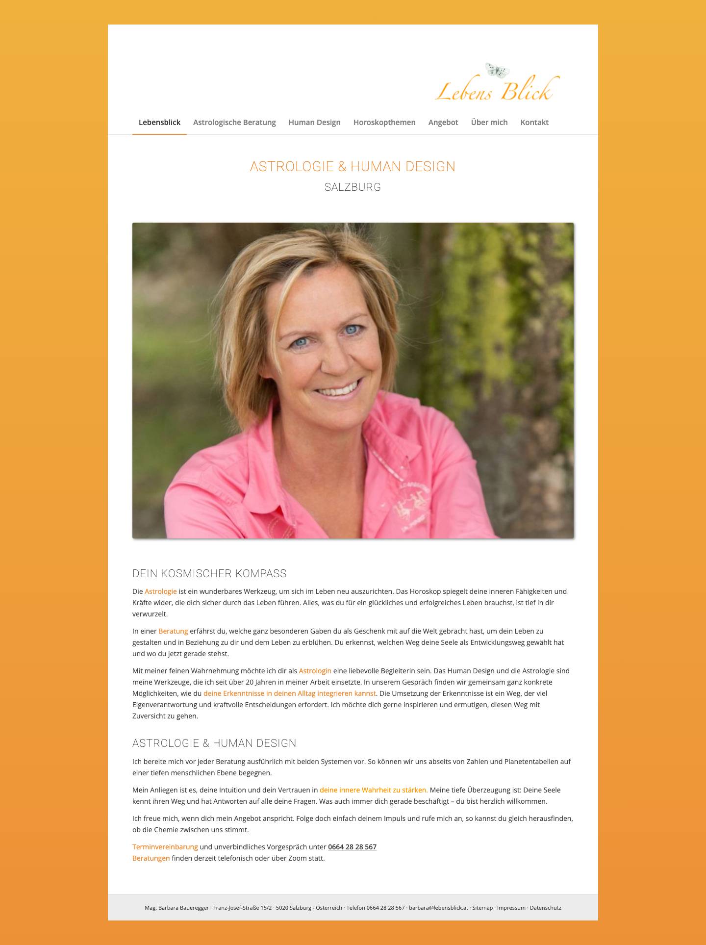 Astrologie und Human Design Coaching in Salzburg - Full Screenshot