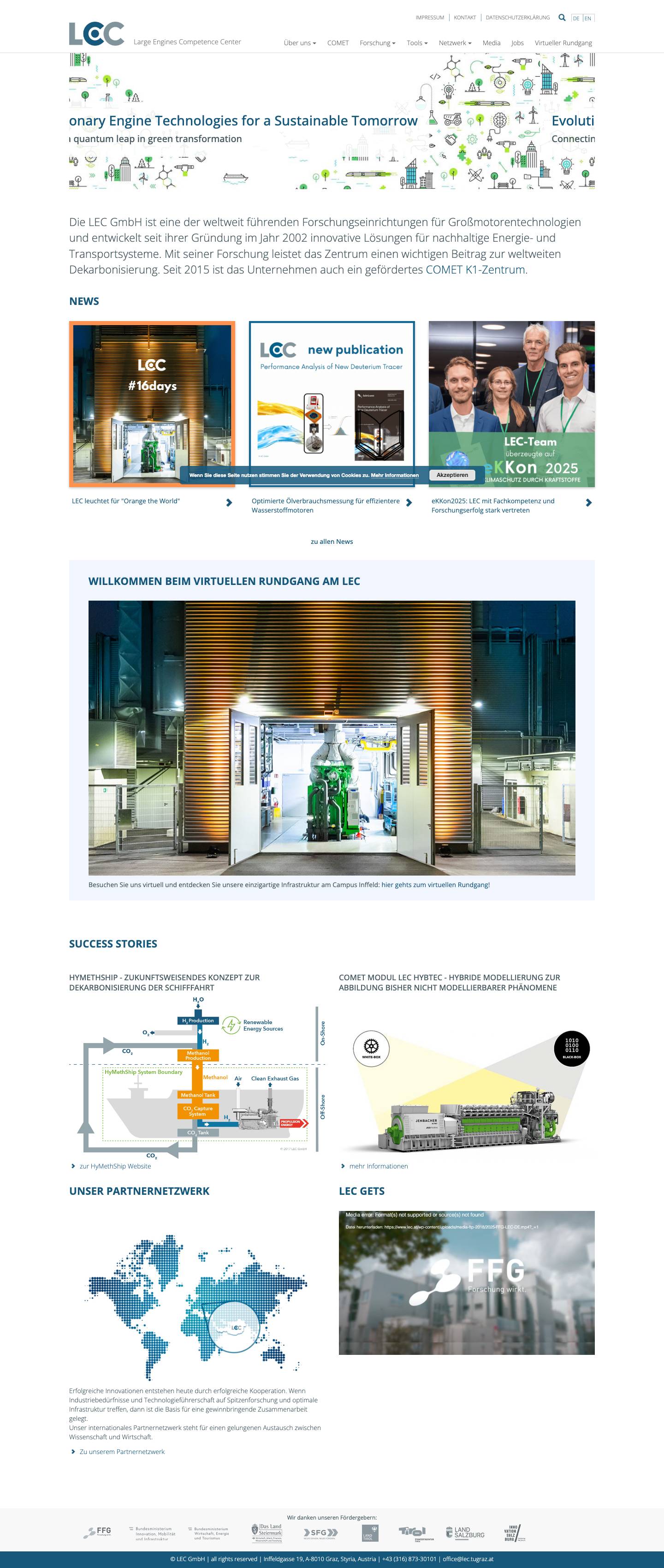 LEC Research Institutions - Large Engines Competence Center LEC | Large Engines Competence Center - Full Screenshot