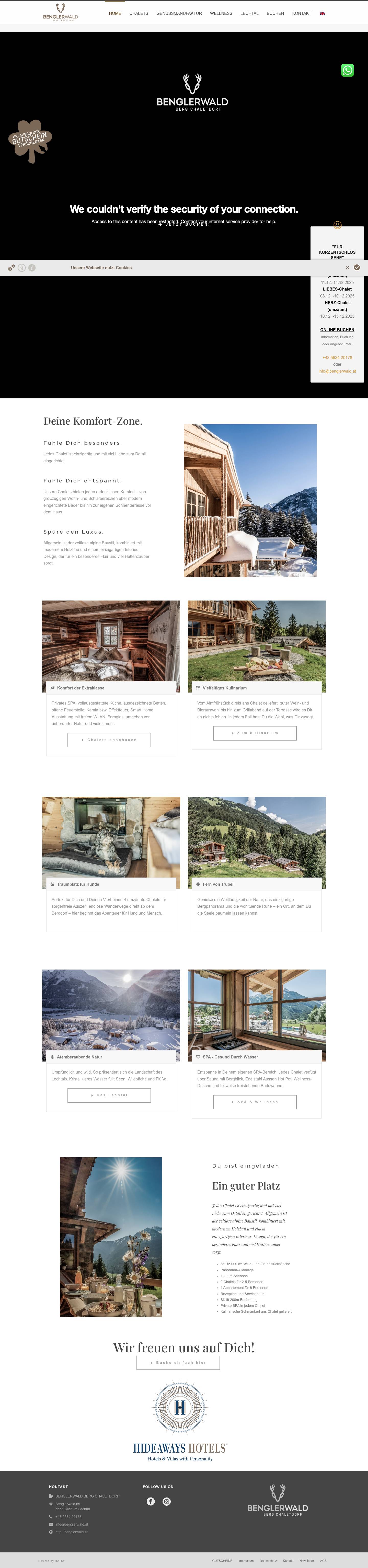 Lech Chalets | BENGLERWALD BERG CHALETDORF - Lechtal, Tirol - Full Screenshot