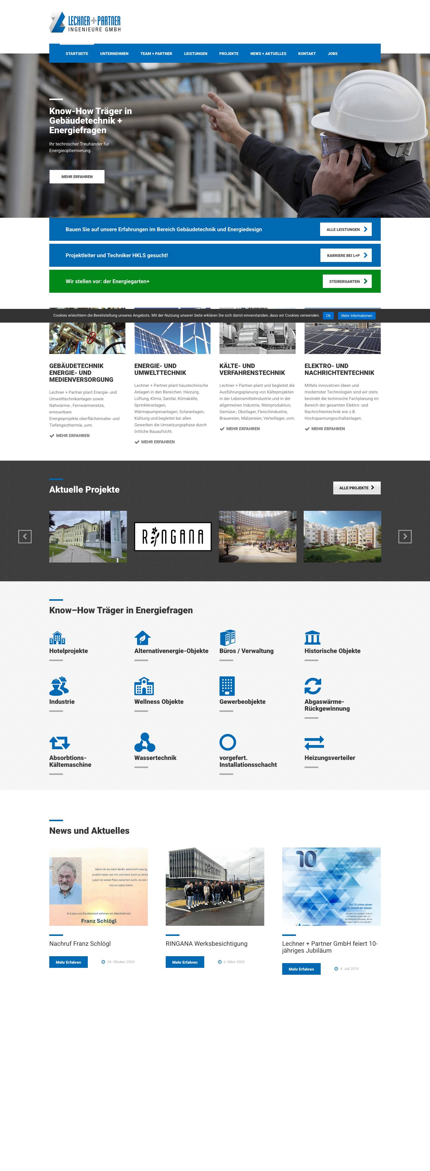 Lechner + Partner | Know How – Träger in Gebäudetechnik & Energiefragen - Full Screenshot