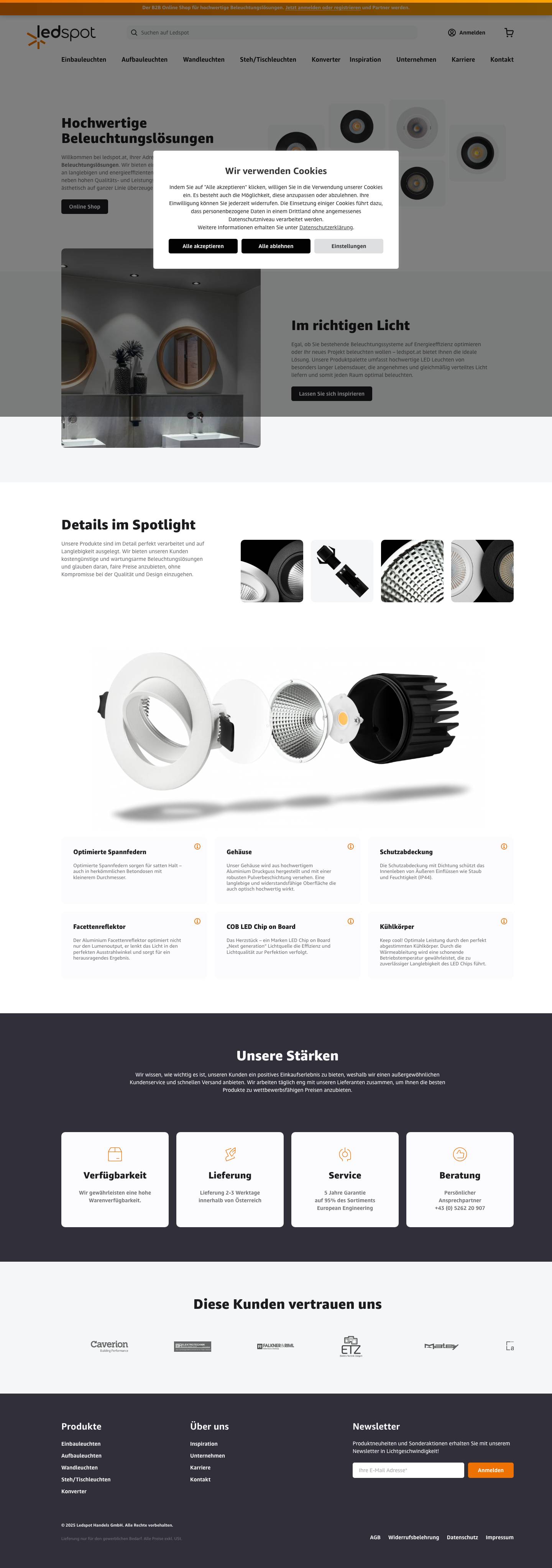 Einbauleuchten, Aufbauleuchten und Ledspots. Top Qualität! - Full Screenshot