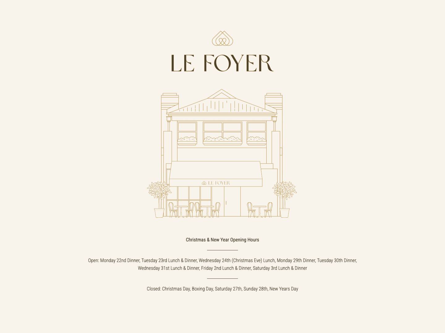 Landing - Le Foyer Restaurant & Cocktail Bar - Full Screenshot