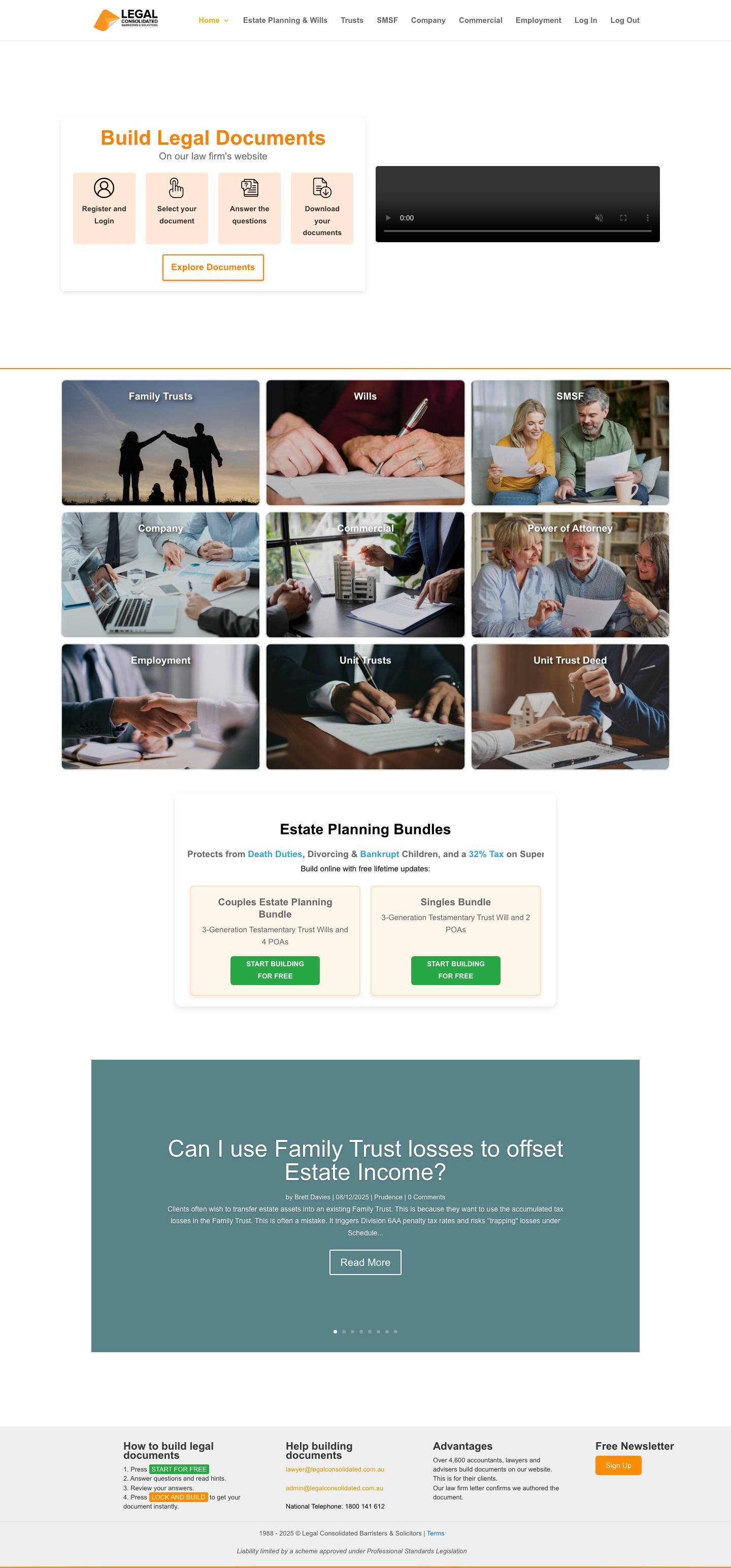Legal Consolidated Barristers & SolicitorsLegal Docs OnlineEstate Planning BundlesFooterFooter - Full Screenshot