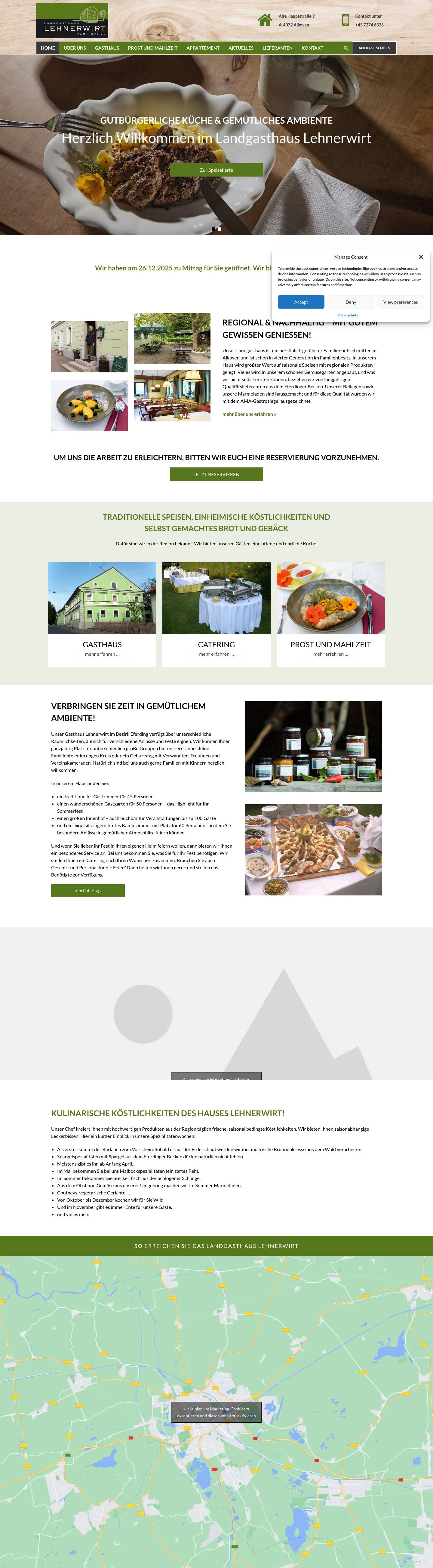 Home - Landgasthaus Lehnerwirt in Alkoven in OberösterreichLandgasthaus Lehnerwirt in Alkoven in Oberösterreich - Full Screenshot