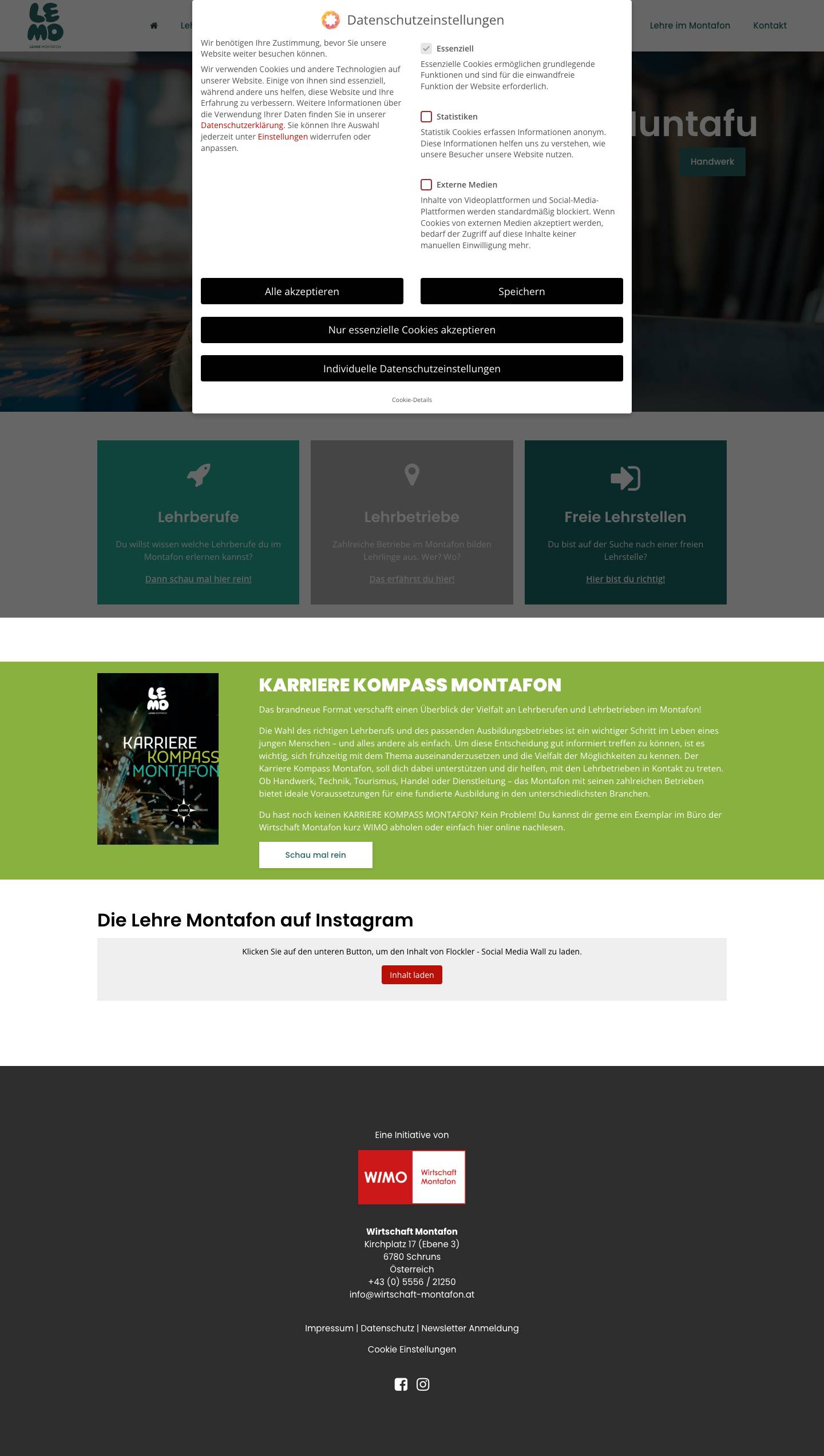 Lehre Montafon | Wirtschaftsgemeinschaft & Verein - Full Screenshot