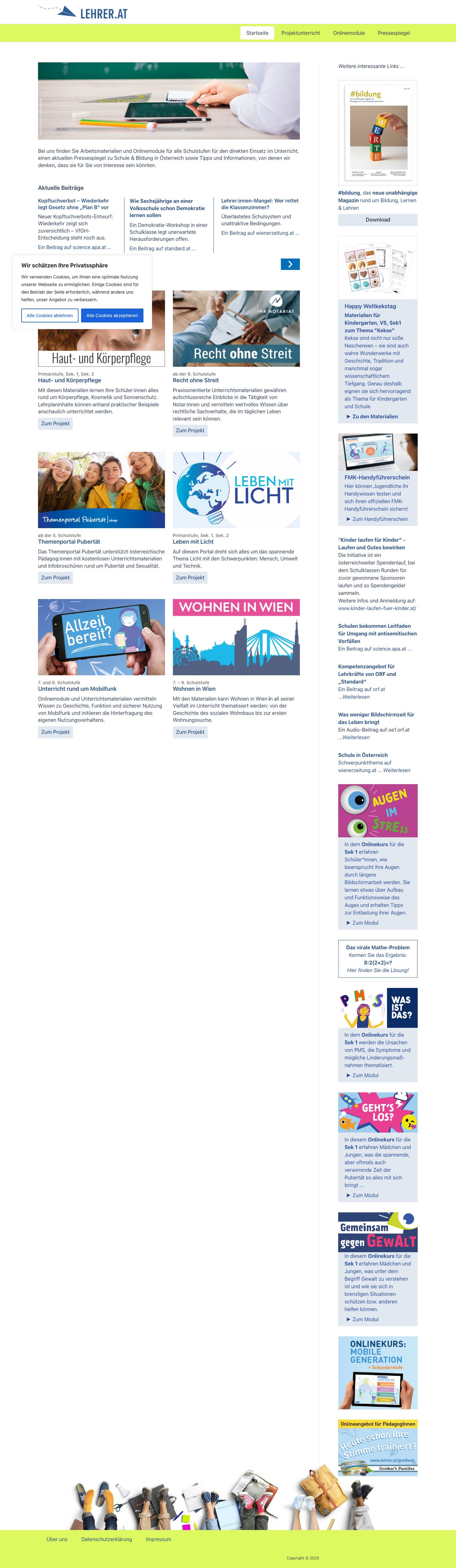 Praktische Vielfalt für den Unterricht - - Full Screenshot