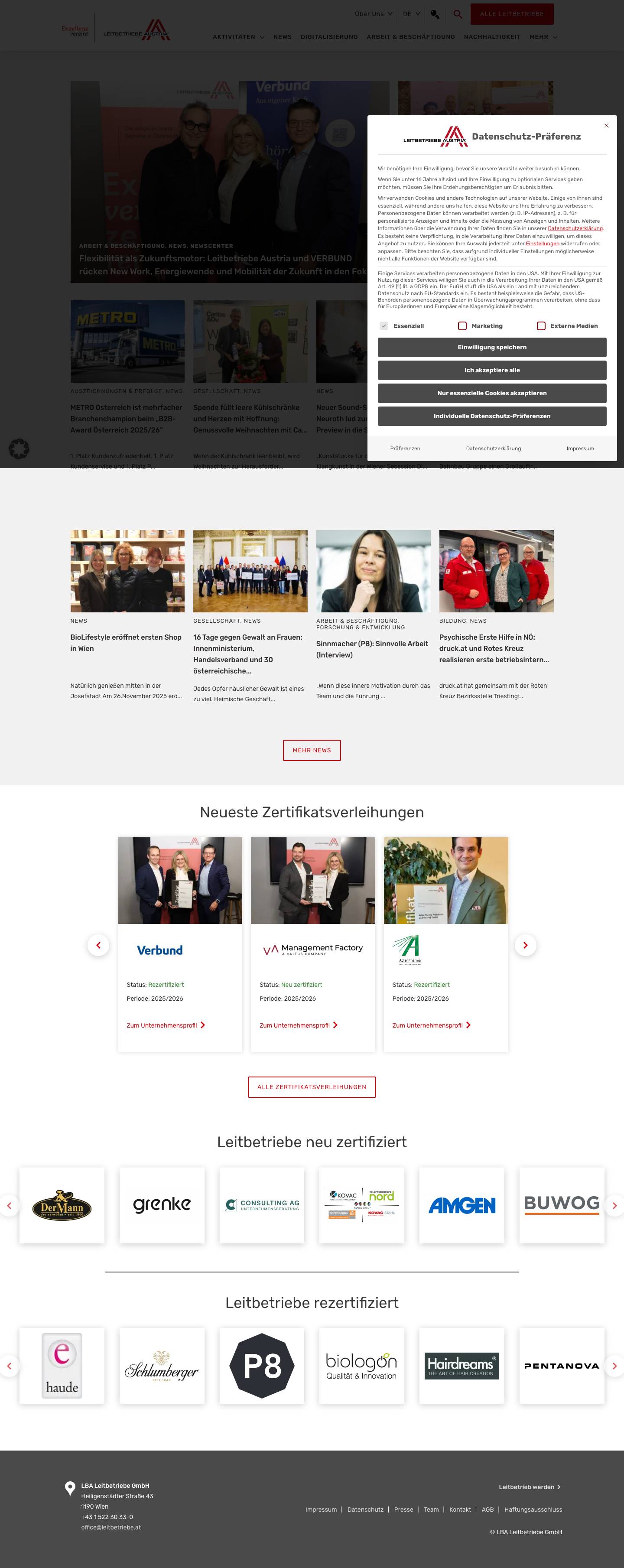Startseite - Leitbetriebe Austria - Full Screenshot