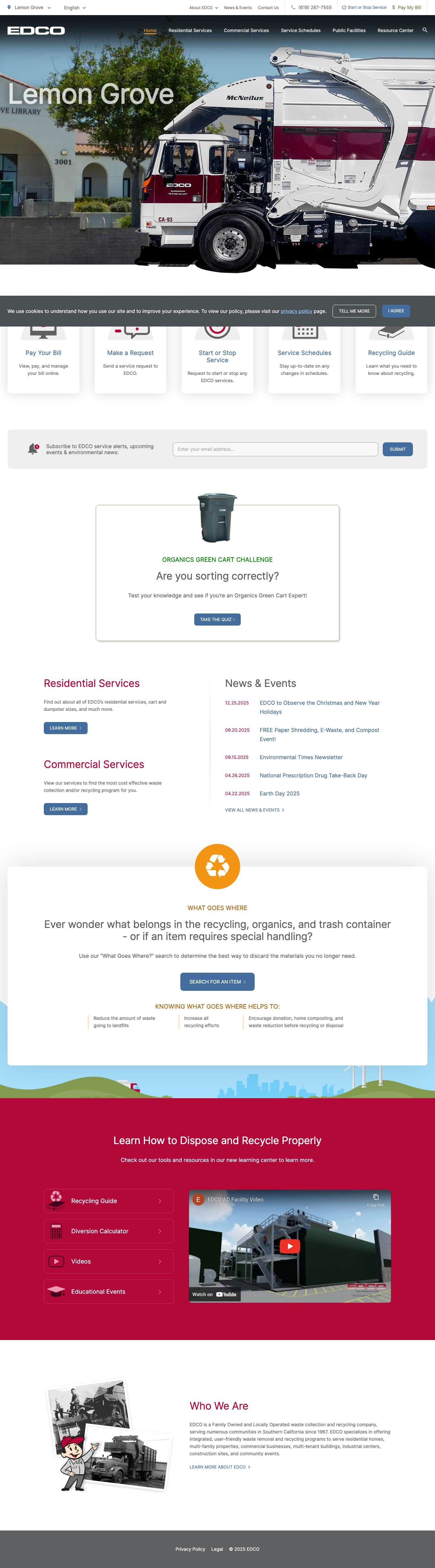 Residential and Commercial Waste - EDCO Lemon Grove - Full Screenshot