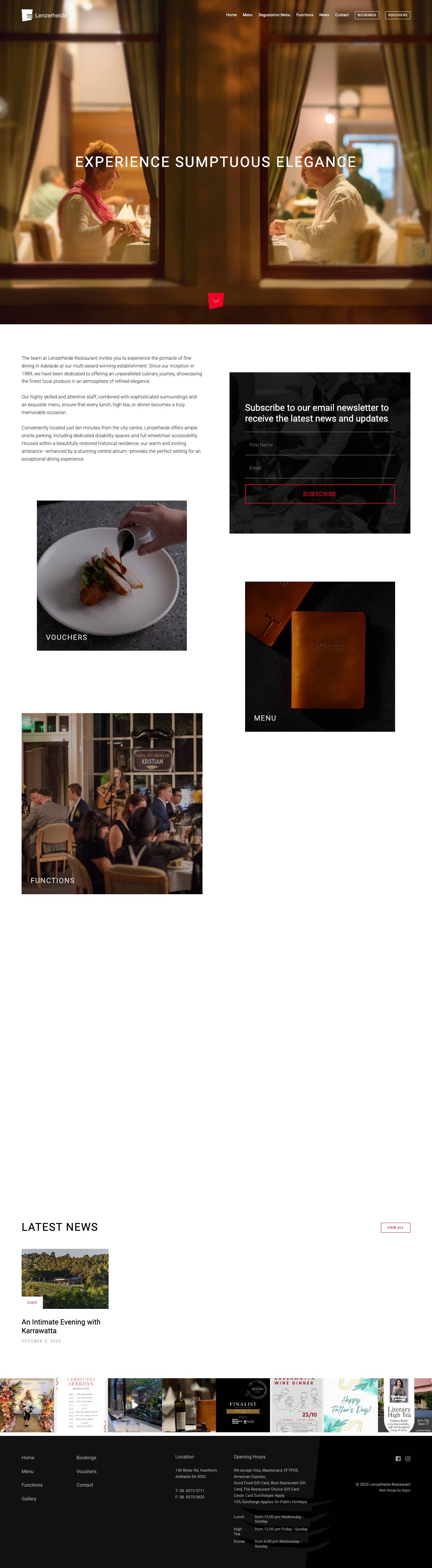 Lenzerheide Restaurant | fine dining Adelaide - Full Screenshot