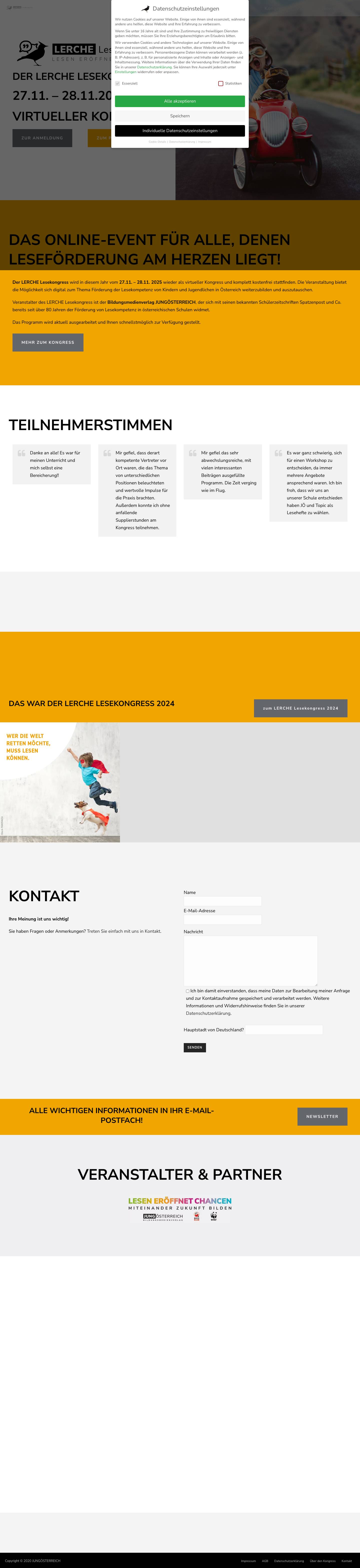 Startseite - LERCHE - Der Lesekongress - Lesen eröffnet Chancen - Full Screenshot
