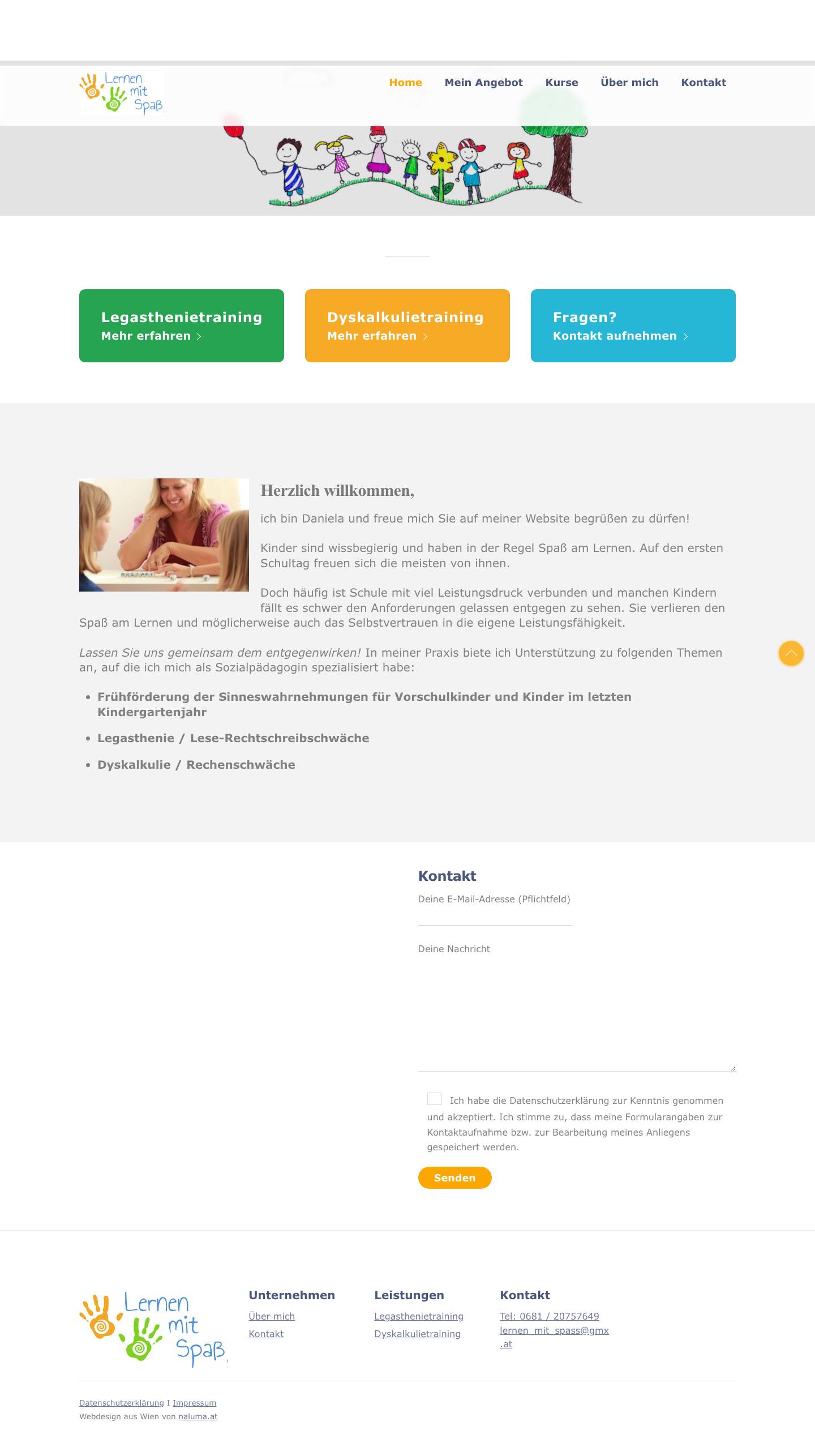 Lernen mit Spaß - Legasthenie- und Dyskalkulietraining in Wien - Full Screenshot