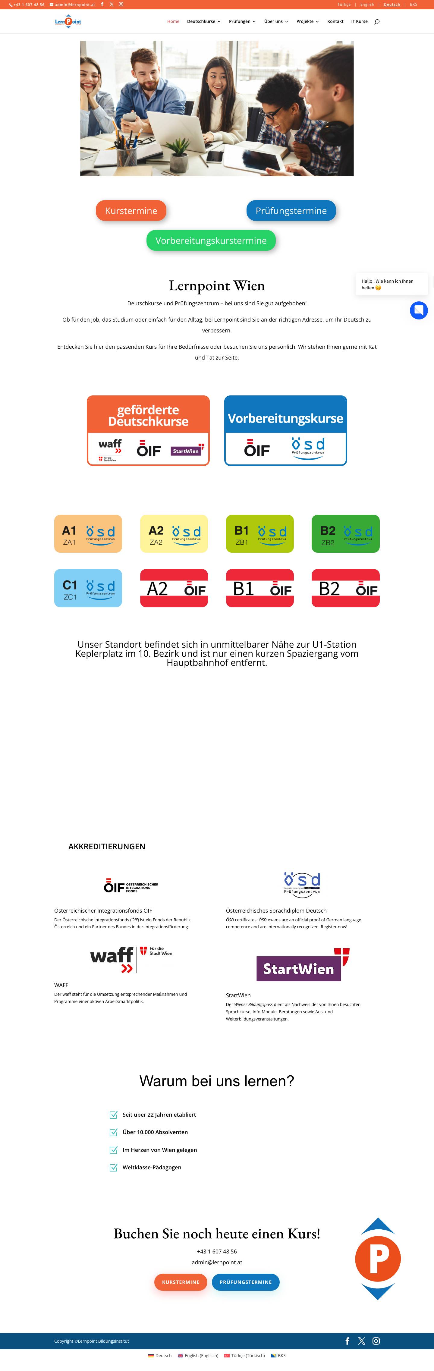 Home - Lernpoint Deutschkurse für alle Niveaus | Erfahrene Lehrkräfte - Full Screenshot