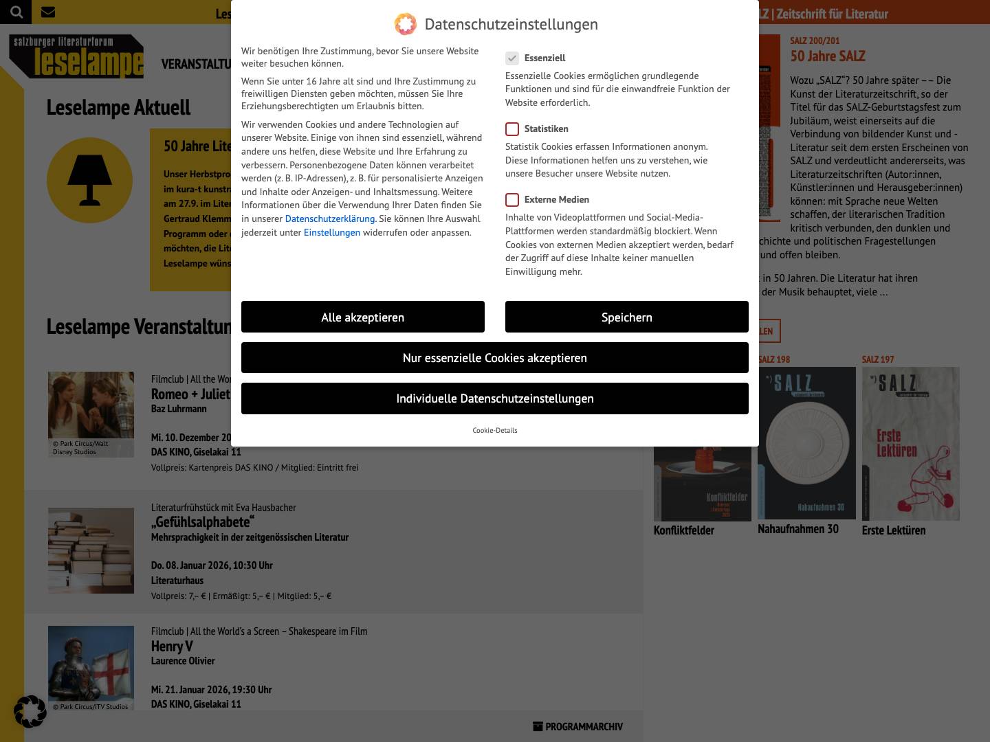 Leselampe | Salzburger Literaturforum - Full Screenshot