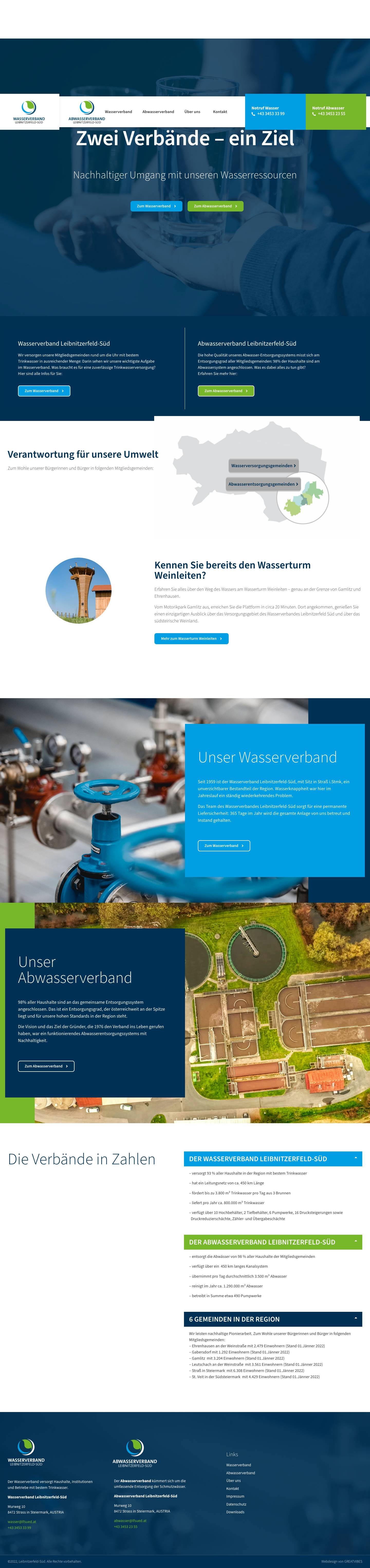 Wasserverband Leibnitzerfeld-Süd – Wir versorgen unsere Region mit bestem Trinkwasser und kümmern uns um eine umfassende Entsorgung der Abwässer - Full Screenshot