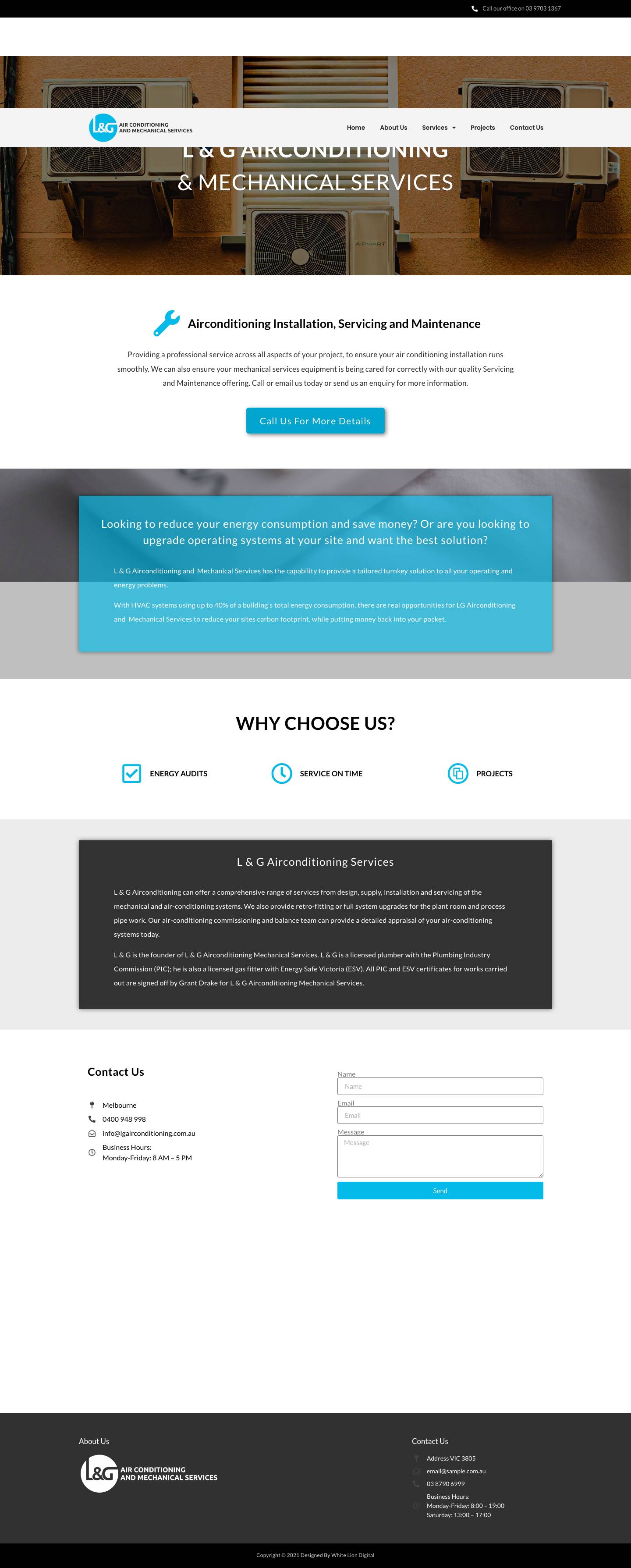 Home - L&G Airconditioning - Full Screenshot