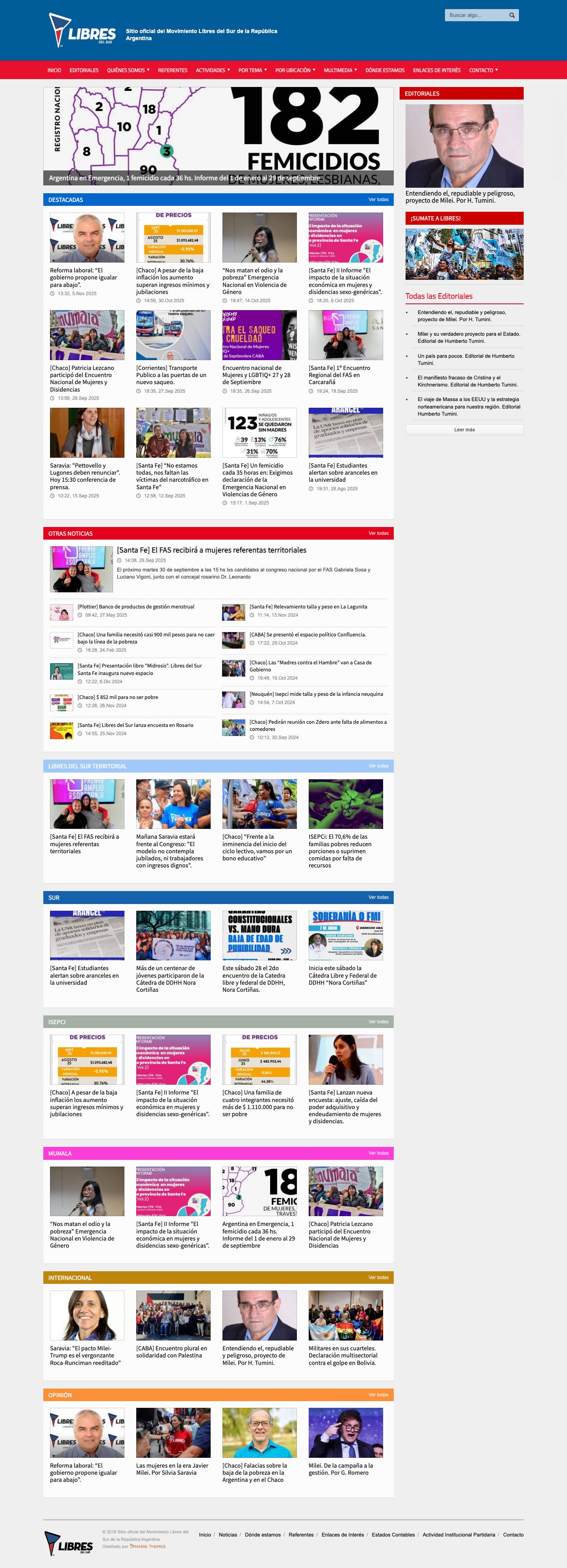 Libres del Sur | Sitio oficial del Movimiento Libres del Sur de la Argentina Homepage - Libres del Sur - Full Screenshot