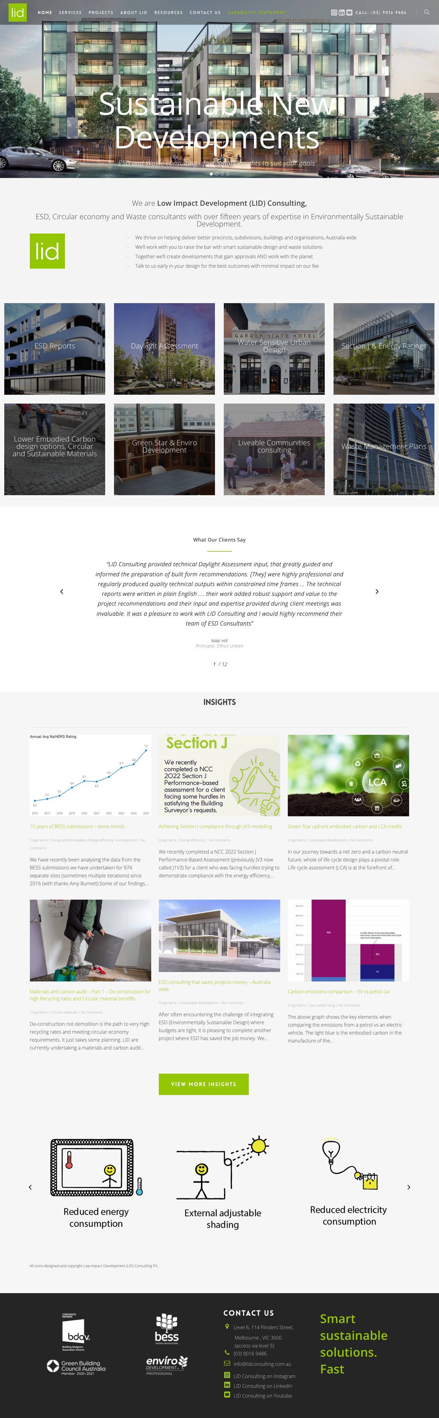 LID Consulting – Building sustainability advice – Cap your footprint – Building Sustainability Advice – BCA Section J – Green Star - Full Screenshot