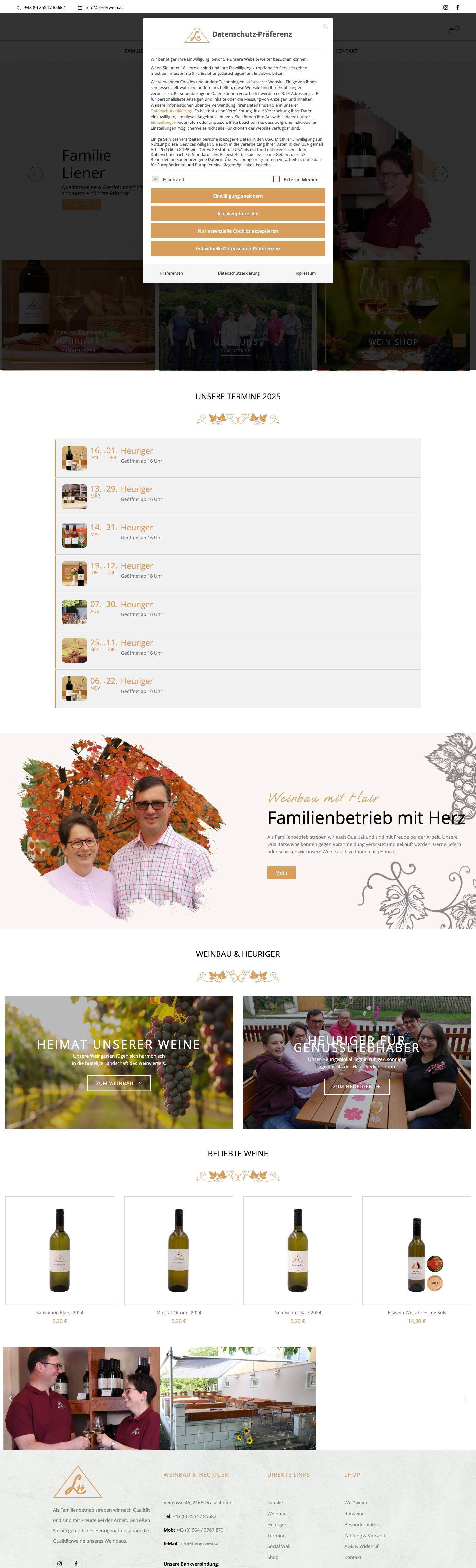 Liener Weinbau – Weingut mit Flair - Full Screenshot