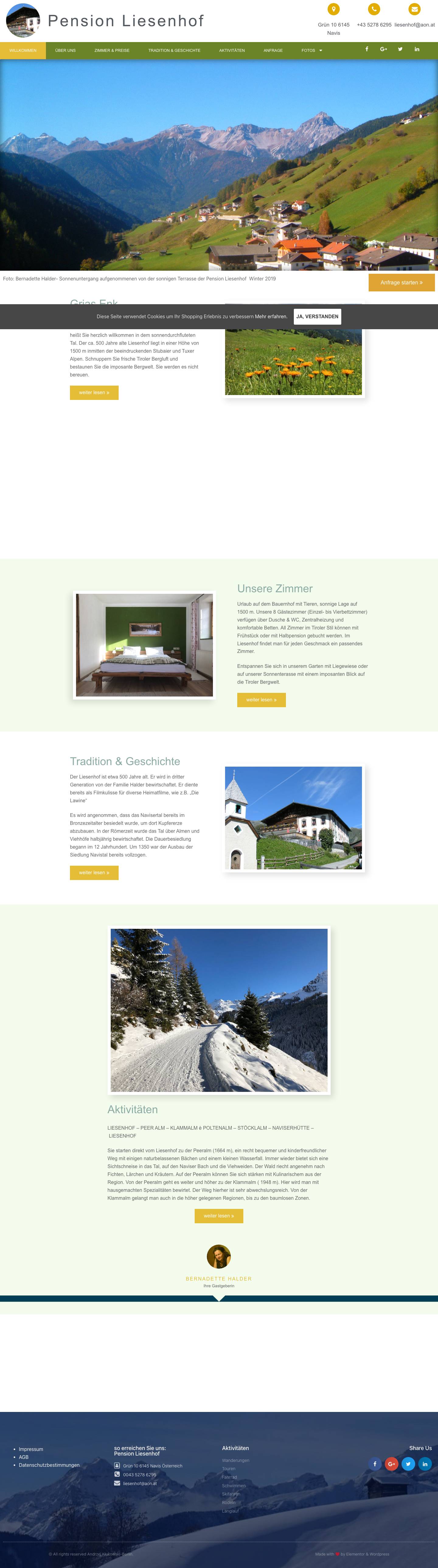 Pension Liesenhof – GRIAS ENK - Full Screenshot