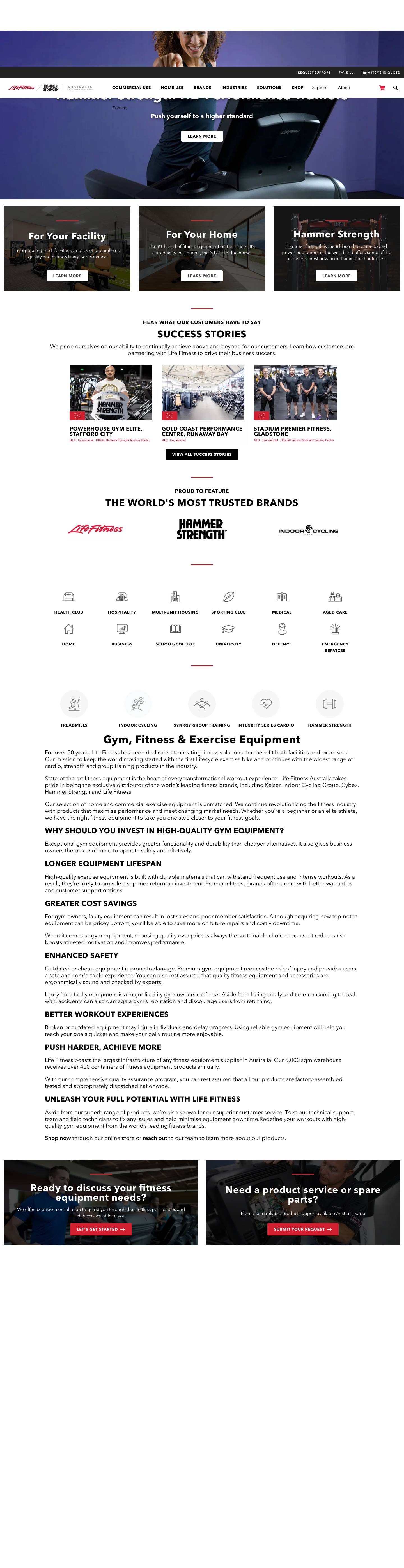 Gym, Exercise & Fitness Equipment Australia | Life Fitness - Full Screenshot