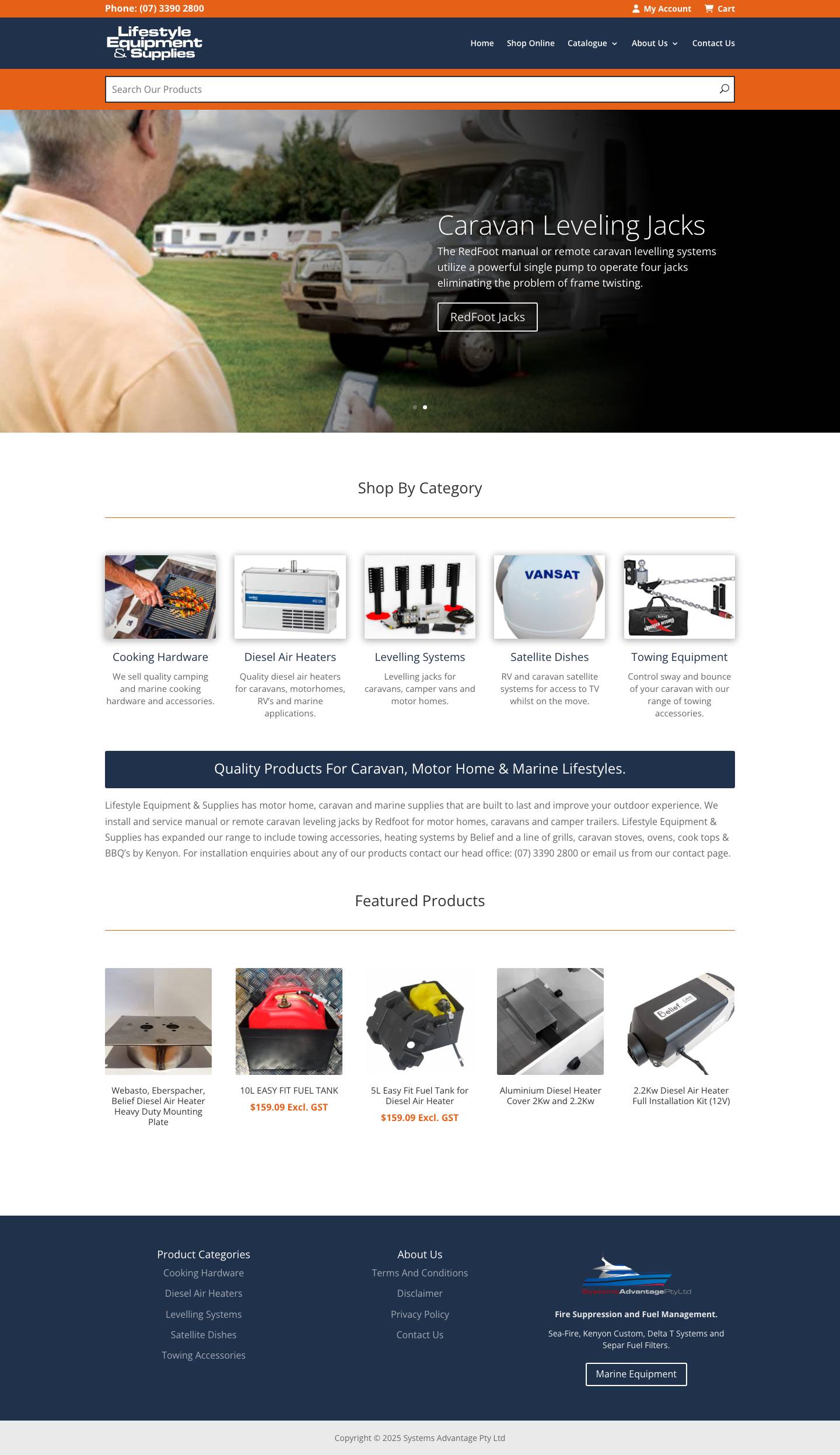 Home - Caravan And Marine Supplies - Lifestyle Equipment Supplies - Full Screenshot