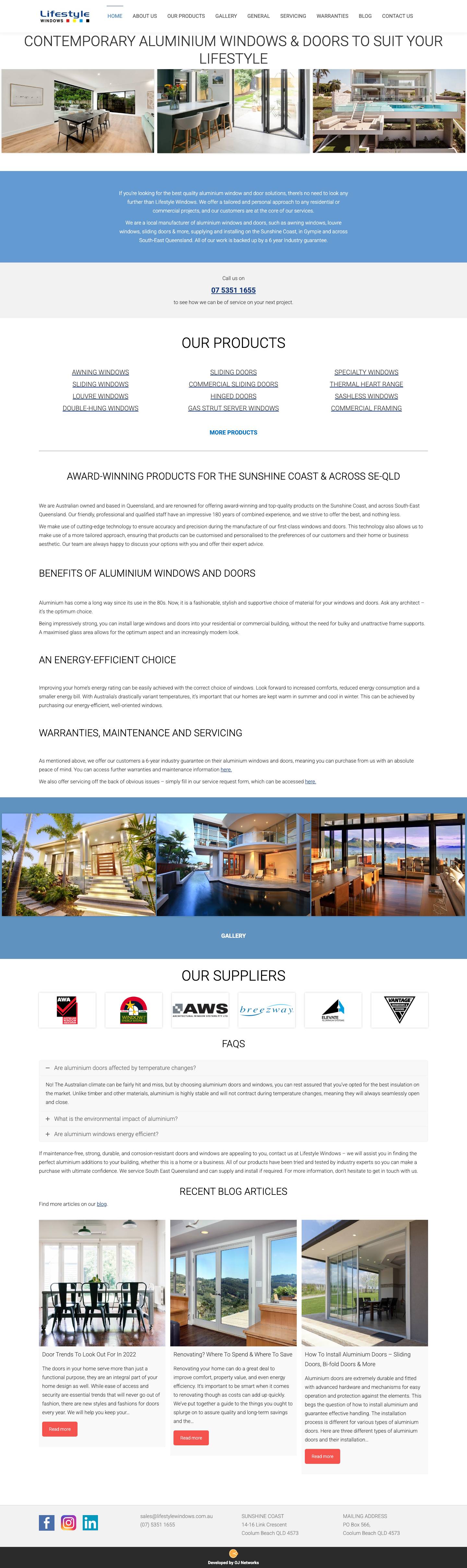 Aluminium Windows & Door Solutions - Southeast Queensland - Lifestyle Windows - Full Screenshot