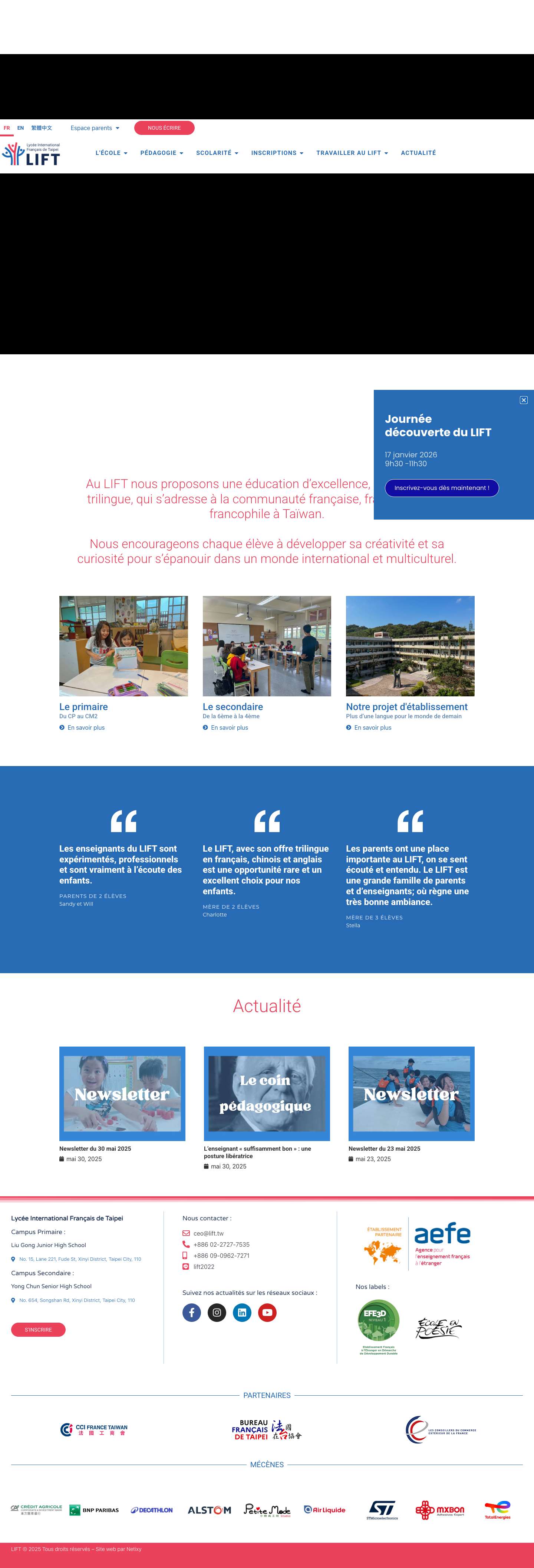 Lycée International Français de Taipei (LIFT) - Full Screenshot