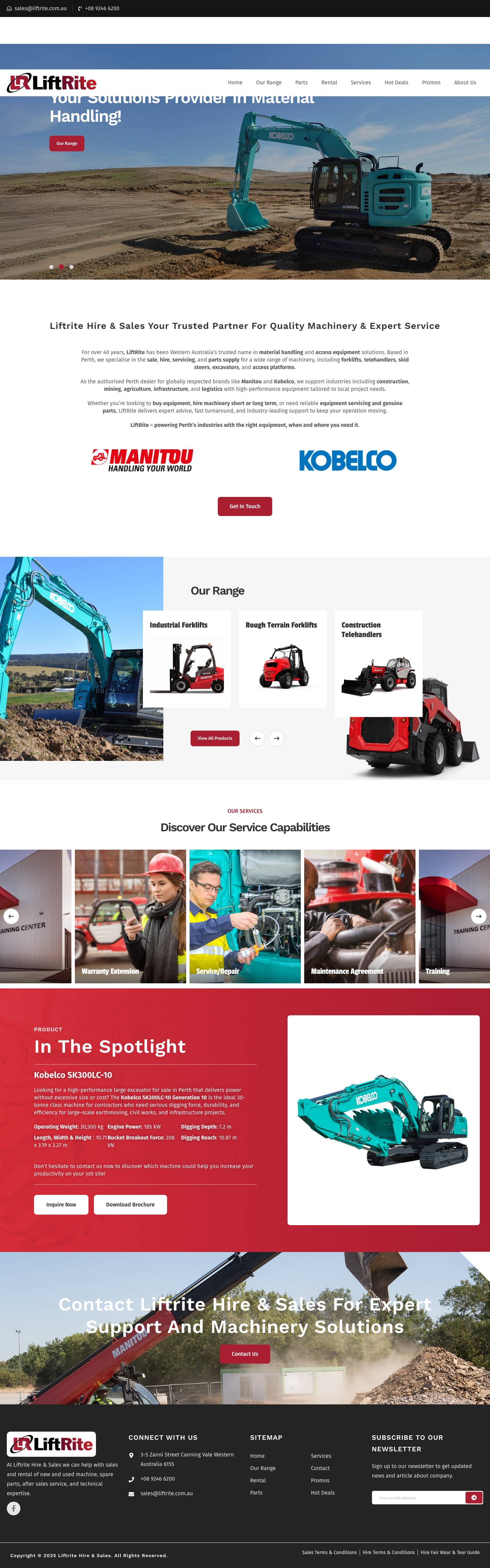 Home - Material Handling Equipment Company Australia | Liftrite Hire & Sales - Full Screenshot