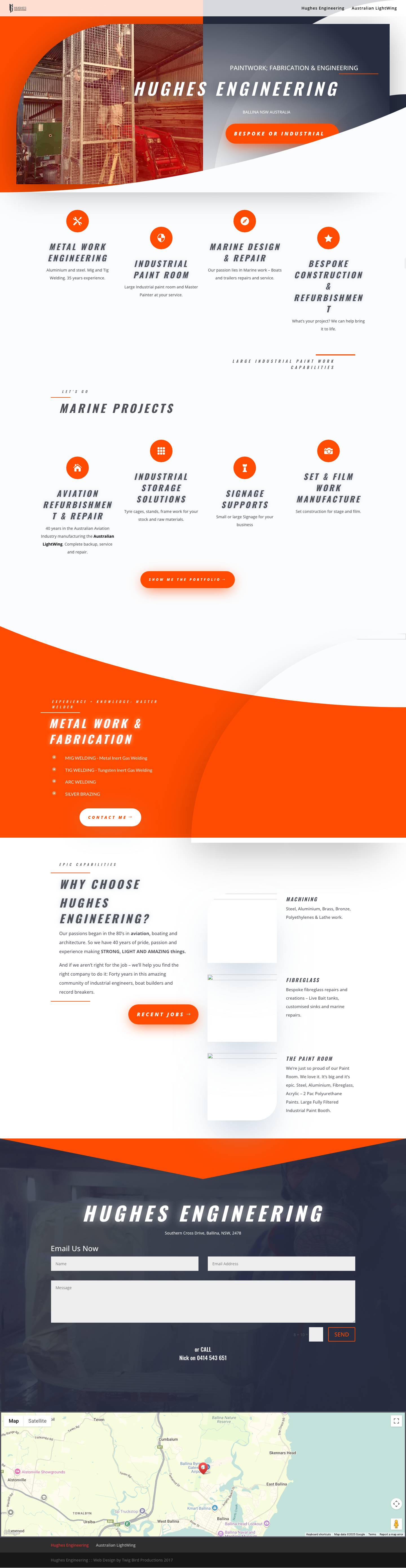 Hughes Engineering Ballina Engineering Fabrication & Painting - Full Screenshot