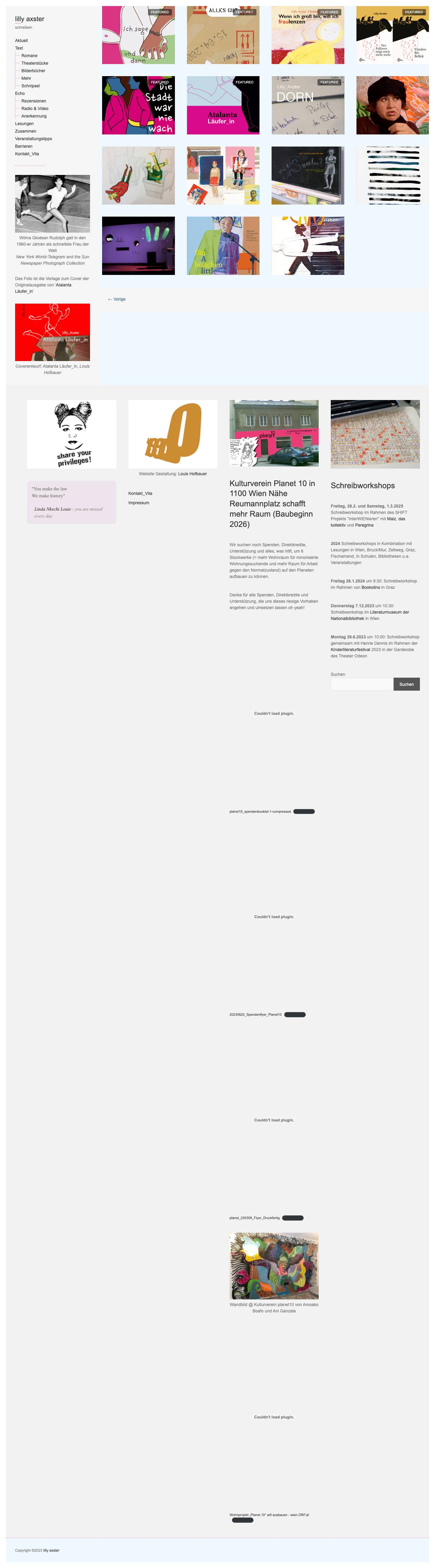 lilly axster – schreiben - Full Screenshot